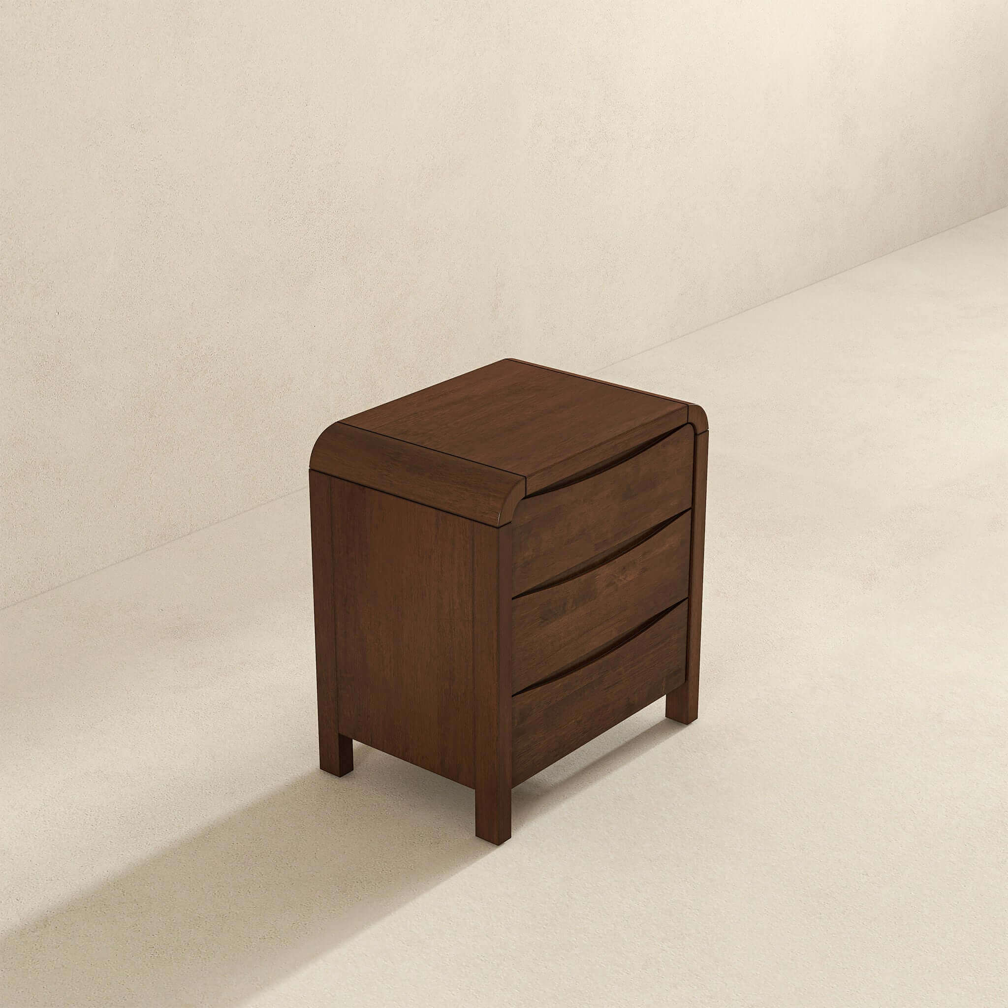 Ashcroft - Lionel Mid-Century Modern Solid Wood Nightstand Bed Side Table with 3 Drawers in Walnut