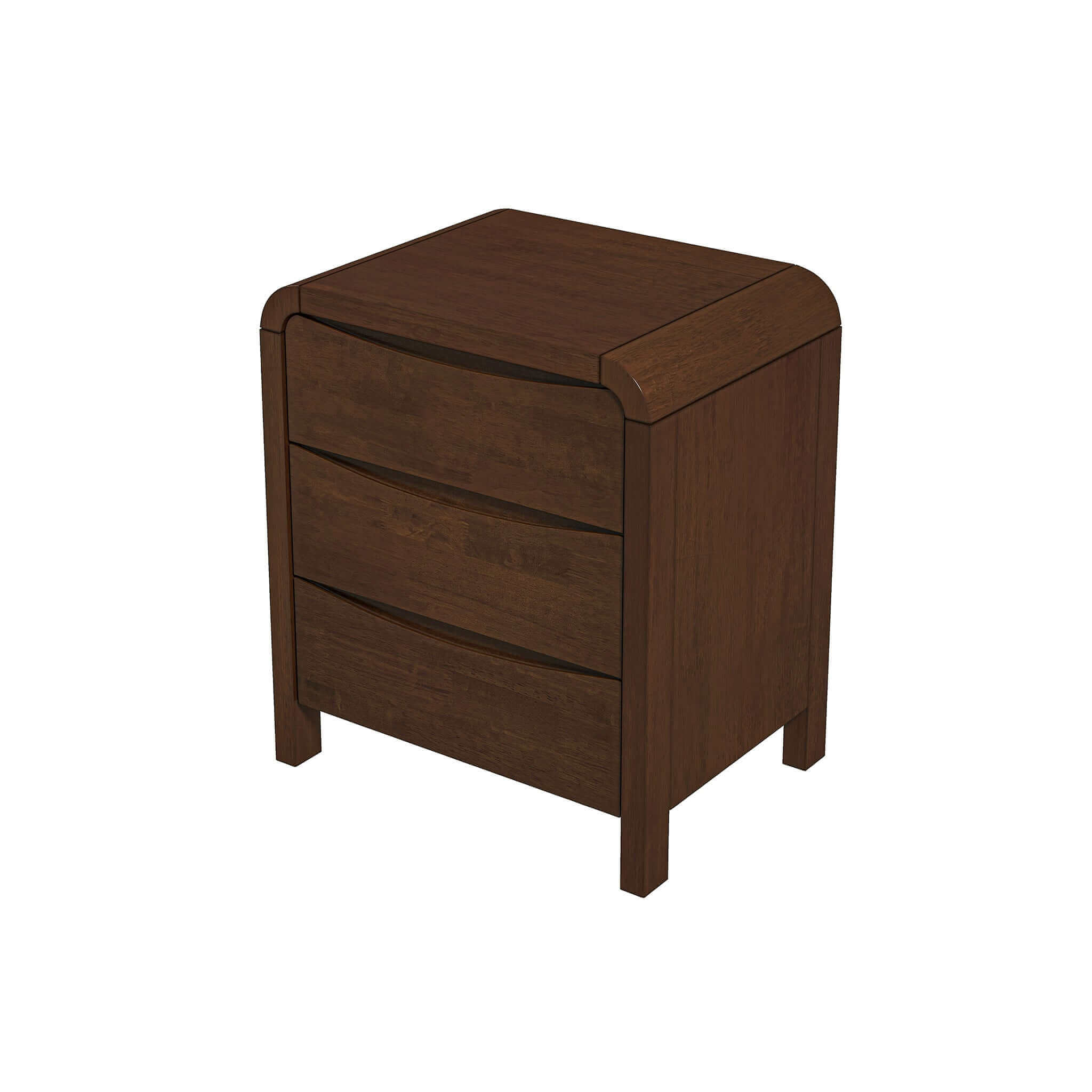 Ashcroft - Lionel Mid-Century Modern Solid Wood Nightstand Bed Side Table with 3 Drawers in Walnut