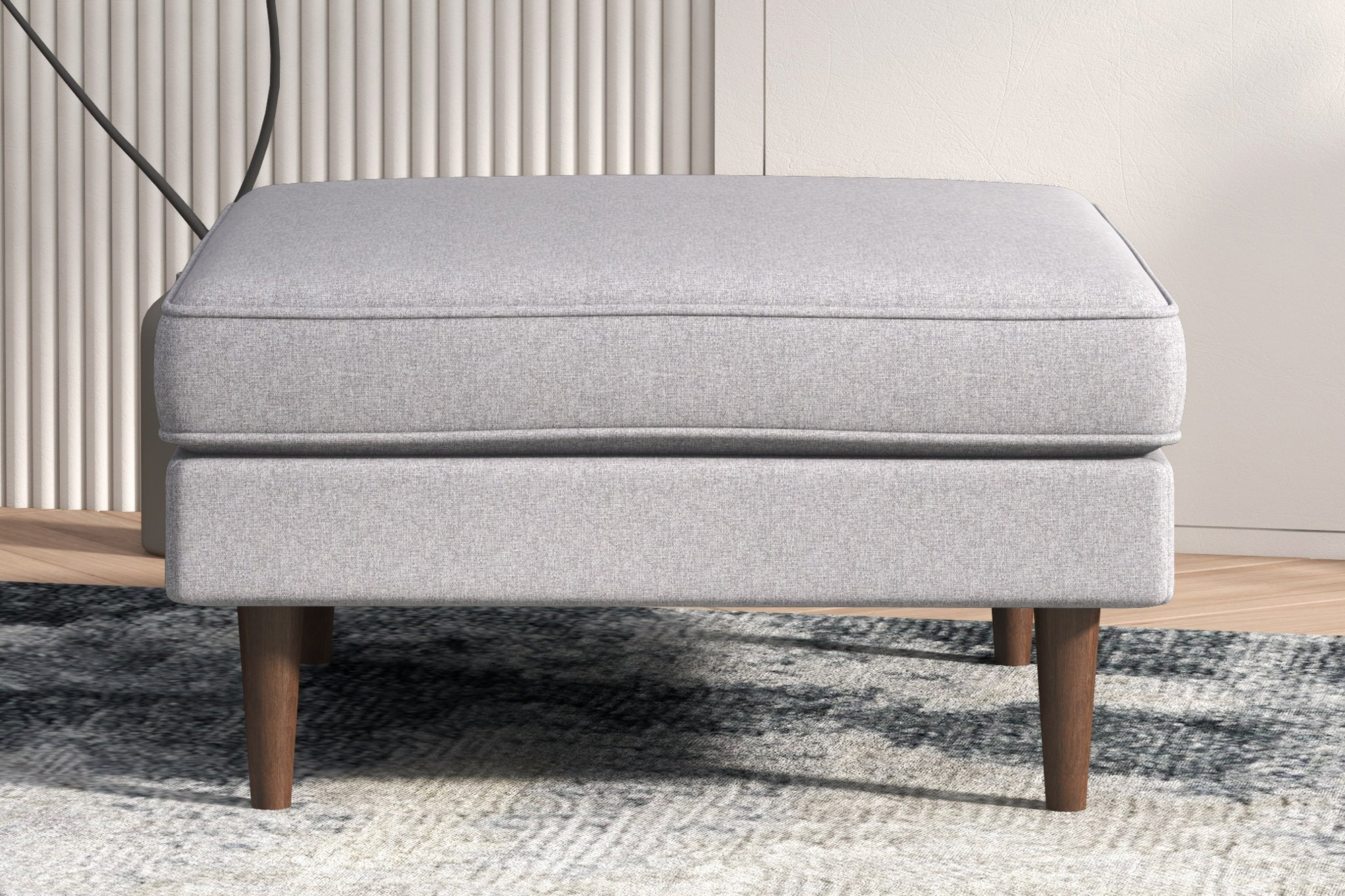 Ashcroft Amber Square Upholstered Ottoman - Light Gray