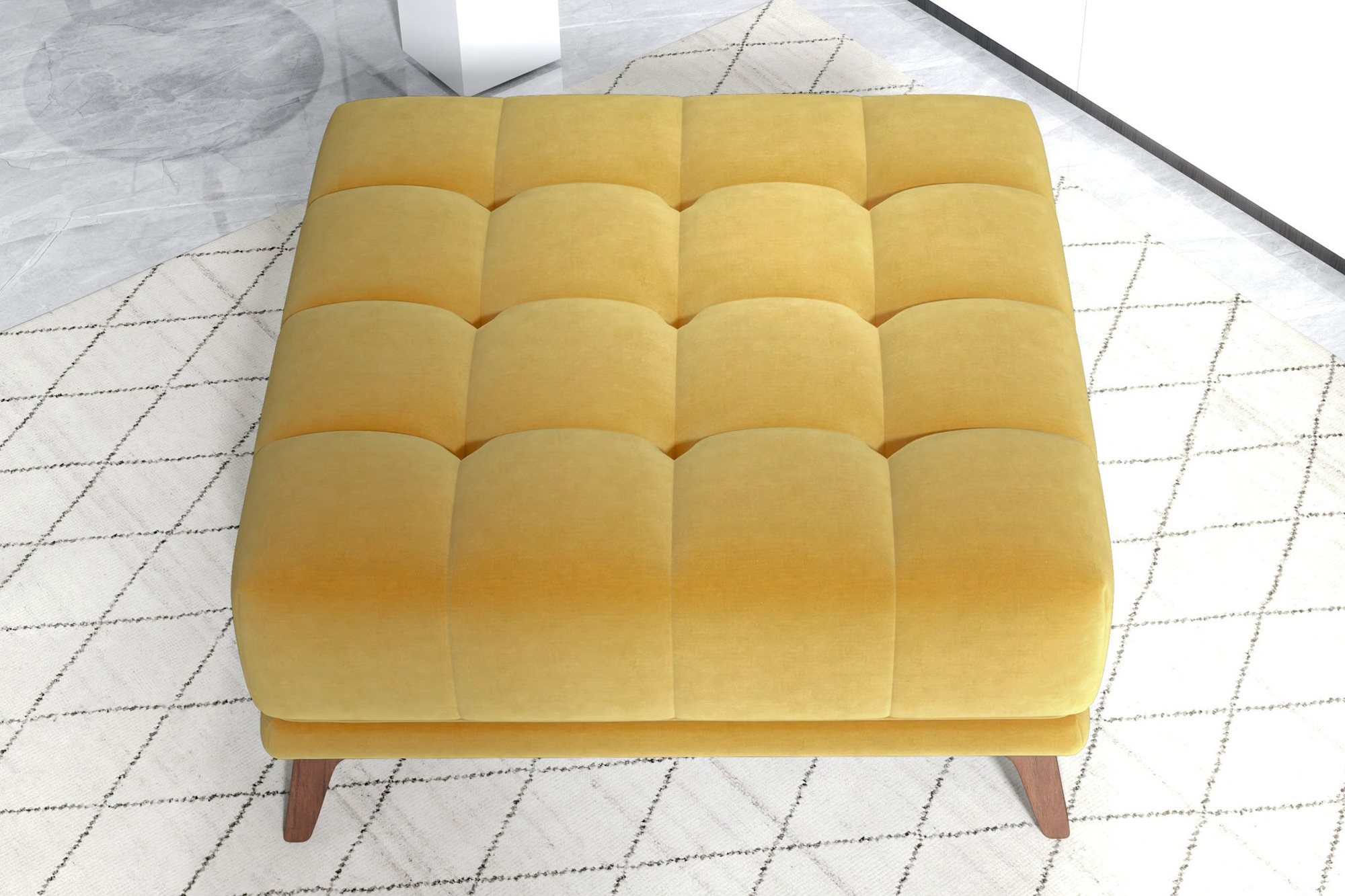 Ashcroft Addison Square Upholstered Ottoman - Yellow