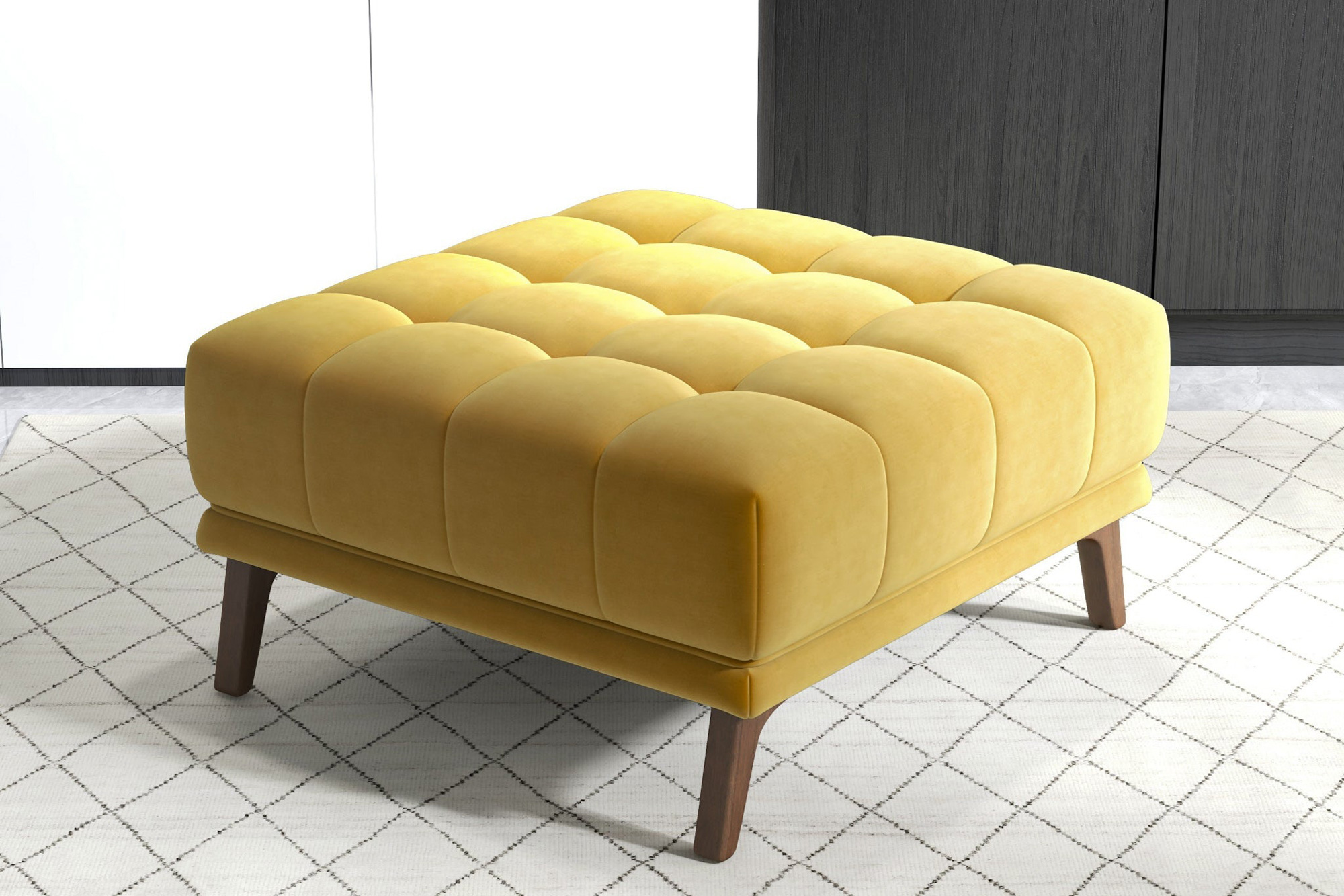 Ashcroft Addison Square Upholstered Ottoman - Yellow