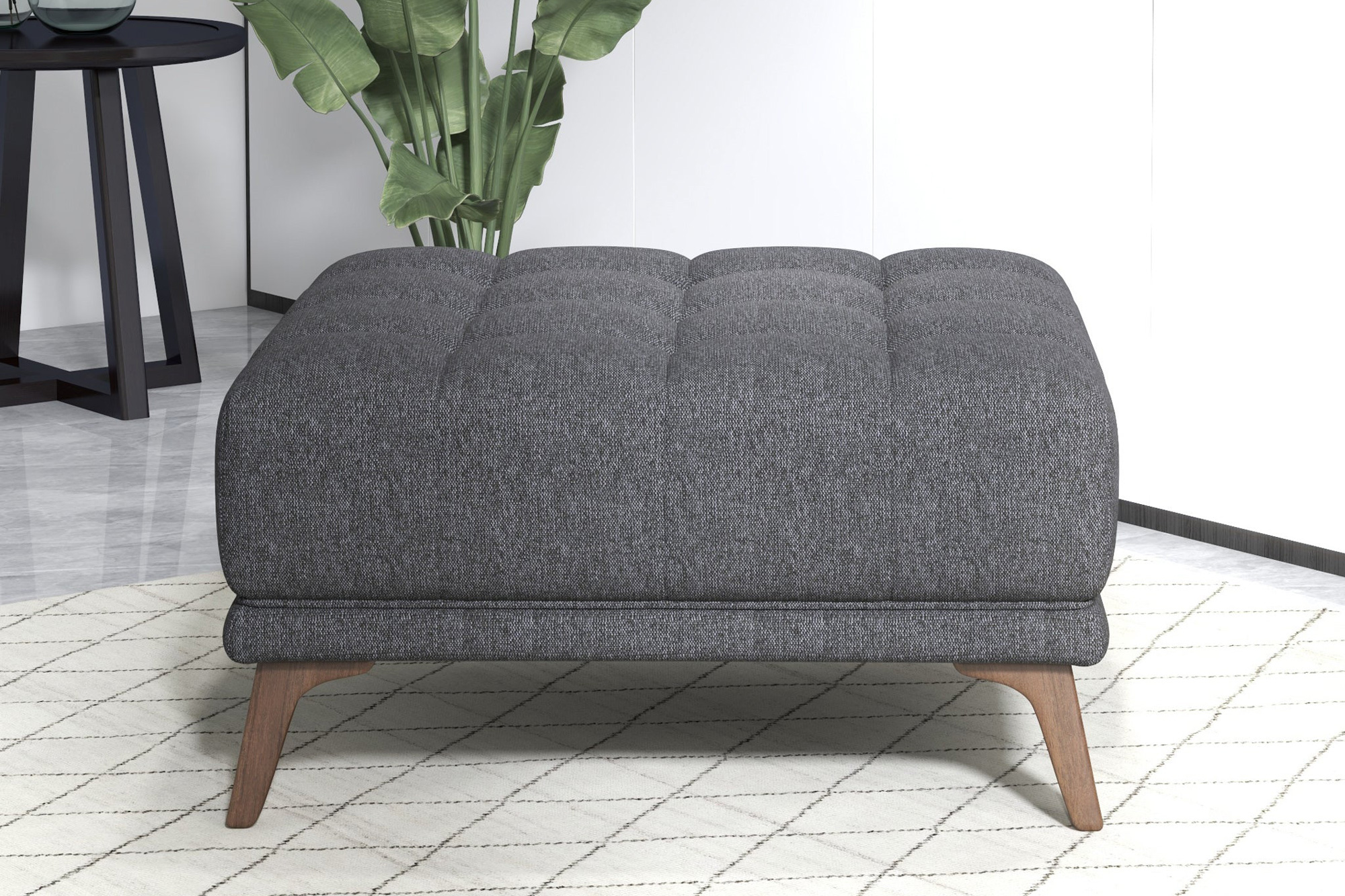 Ashcroft Addison Square Upholstered Ottoman - Dark Gray