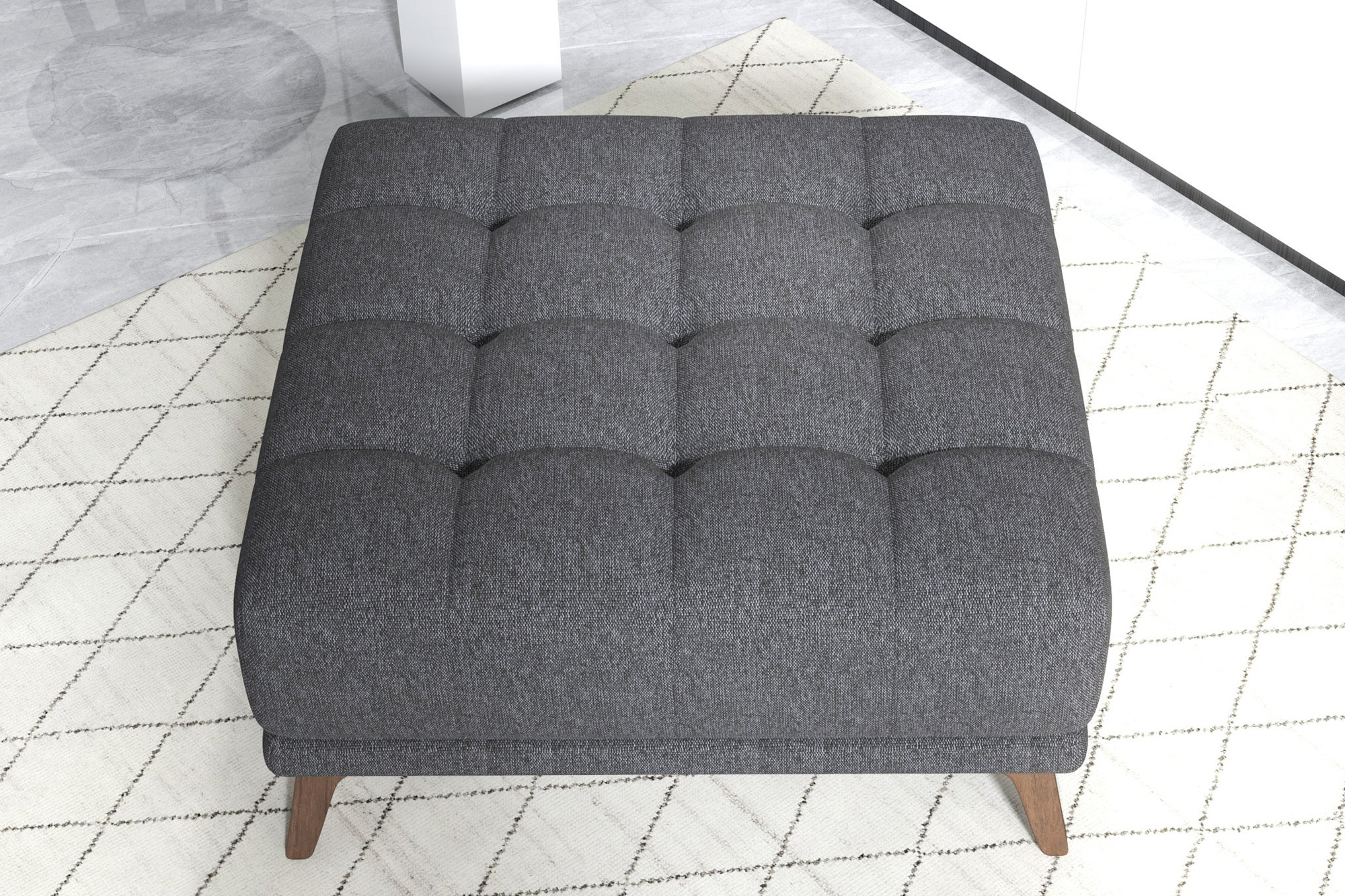 Ashcroft Addison Square Upholstered Ottoman - Dark Gray