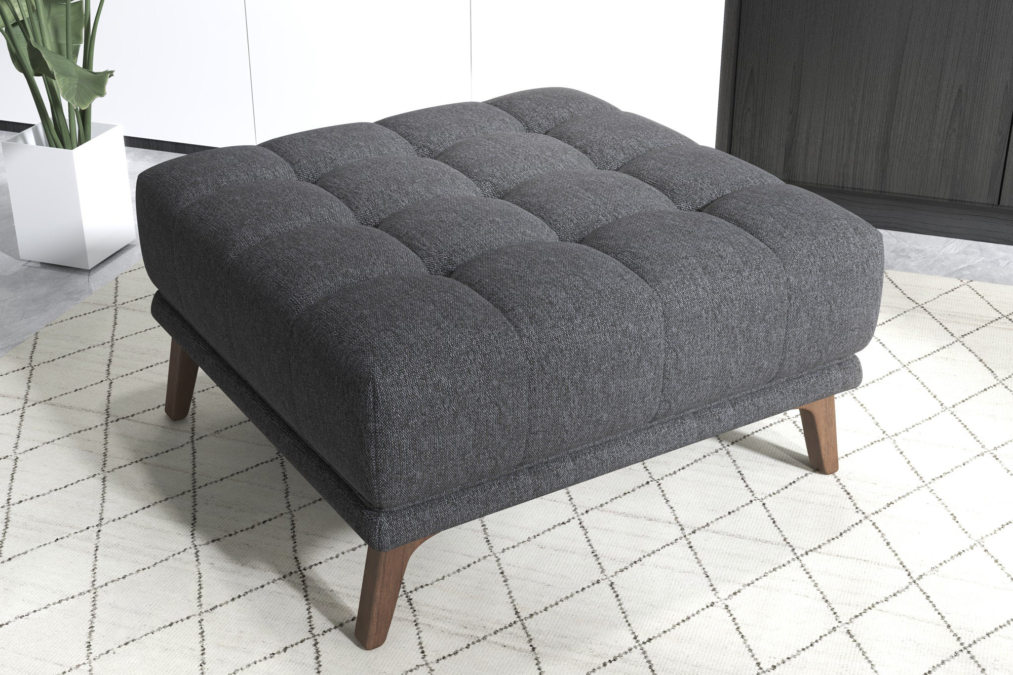 Ashcroft Addison Square Upholstered Ottoman - Dark Gray