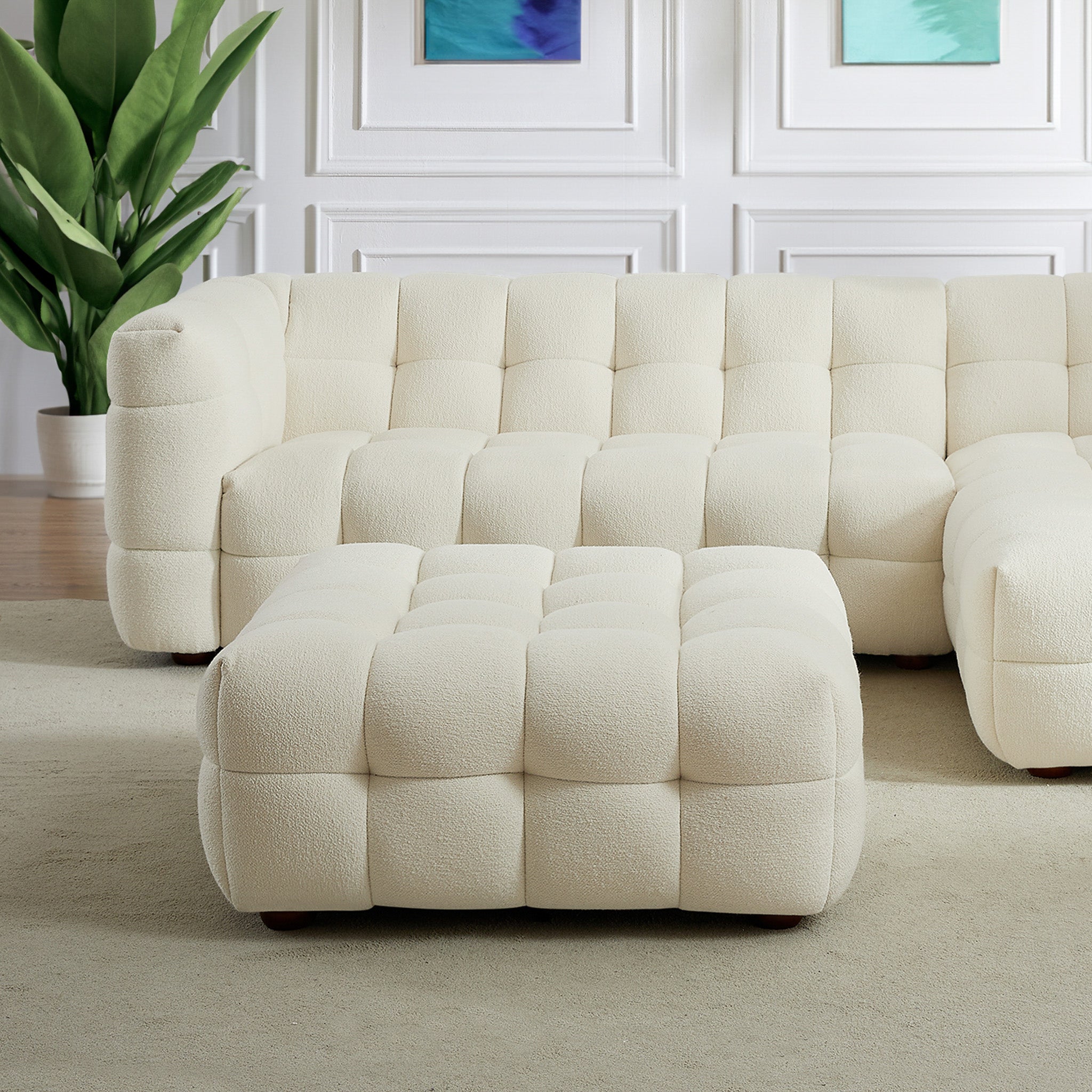Ashcroft - Morrison Ottoman (Cream Boucle)