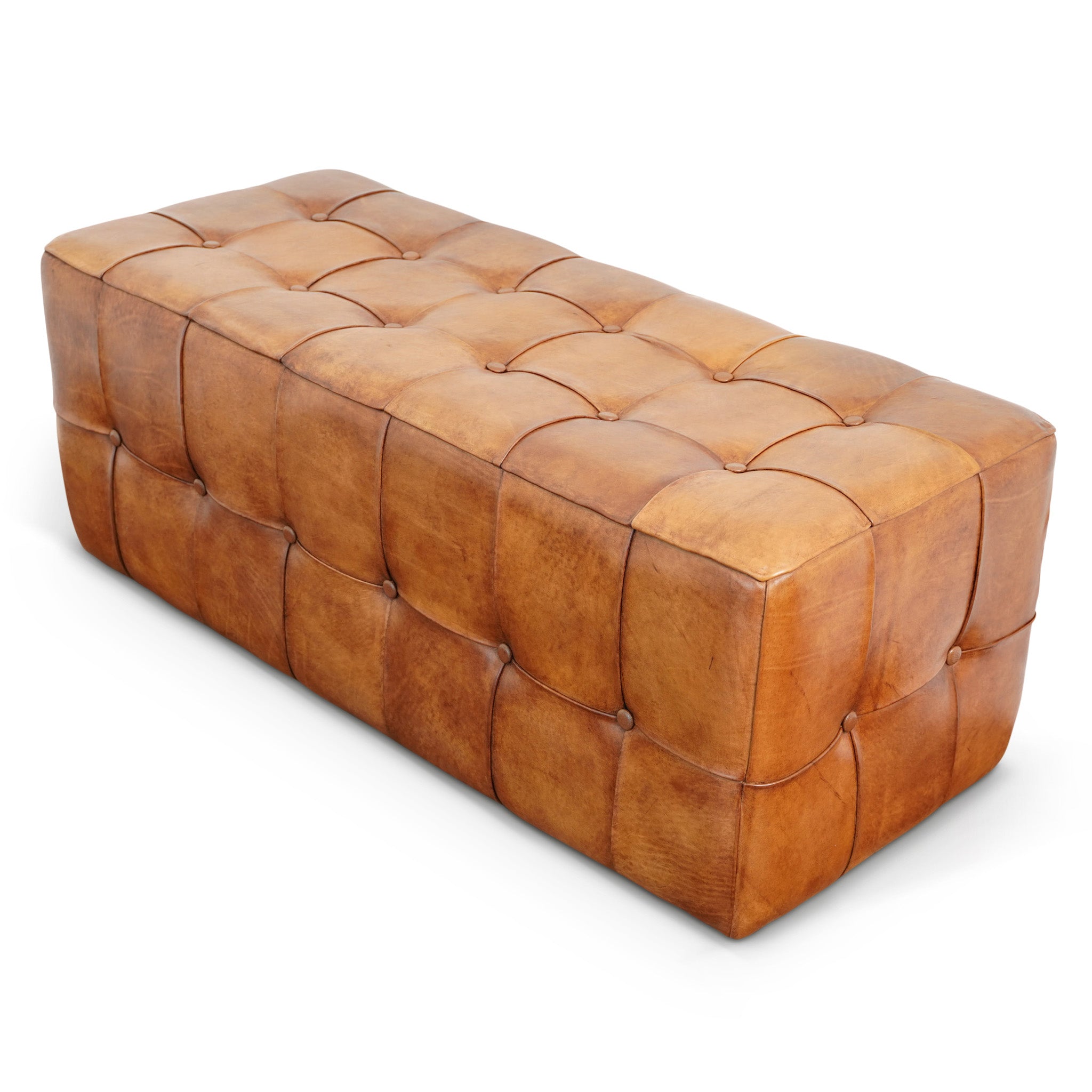 Ashcroft - Benjiro Tan Leather Bench