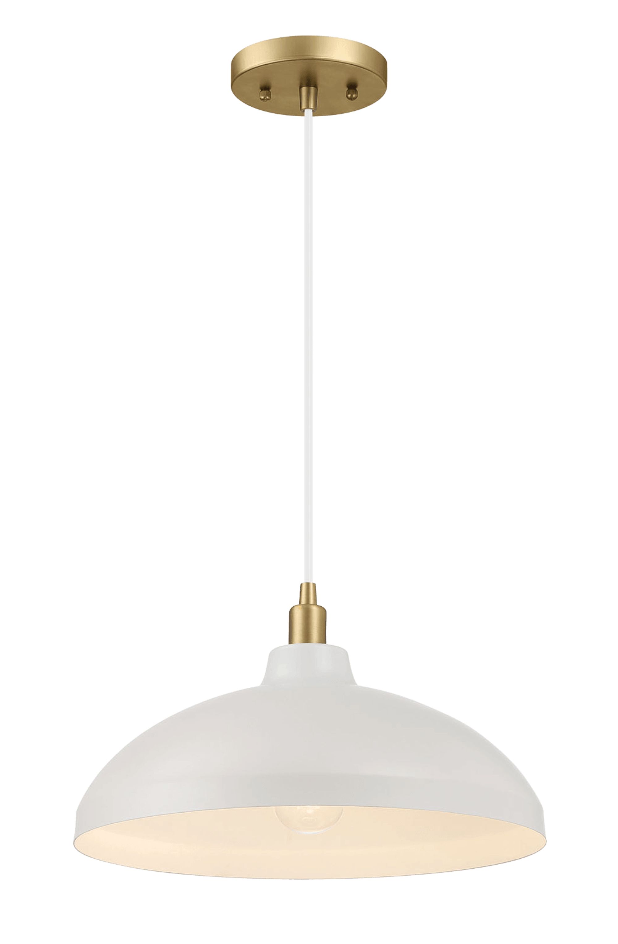 Ashcroft - Astral Single Light White Pendant Lamp with Golder Brass Finish for Entrance Kitchen Island 14"D × 8"H