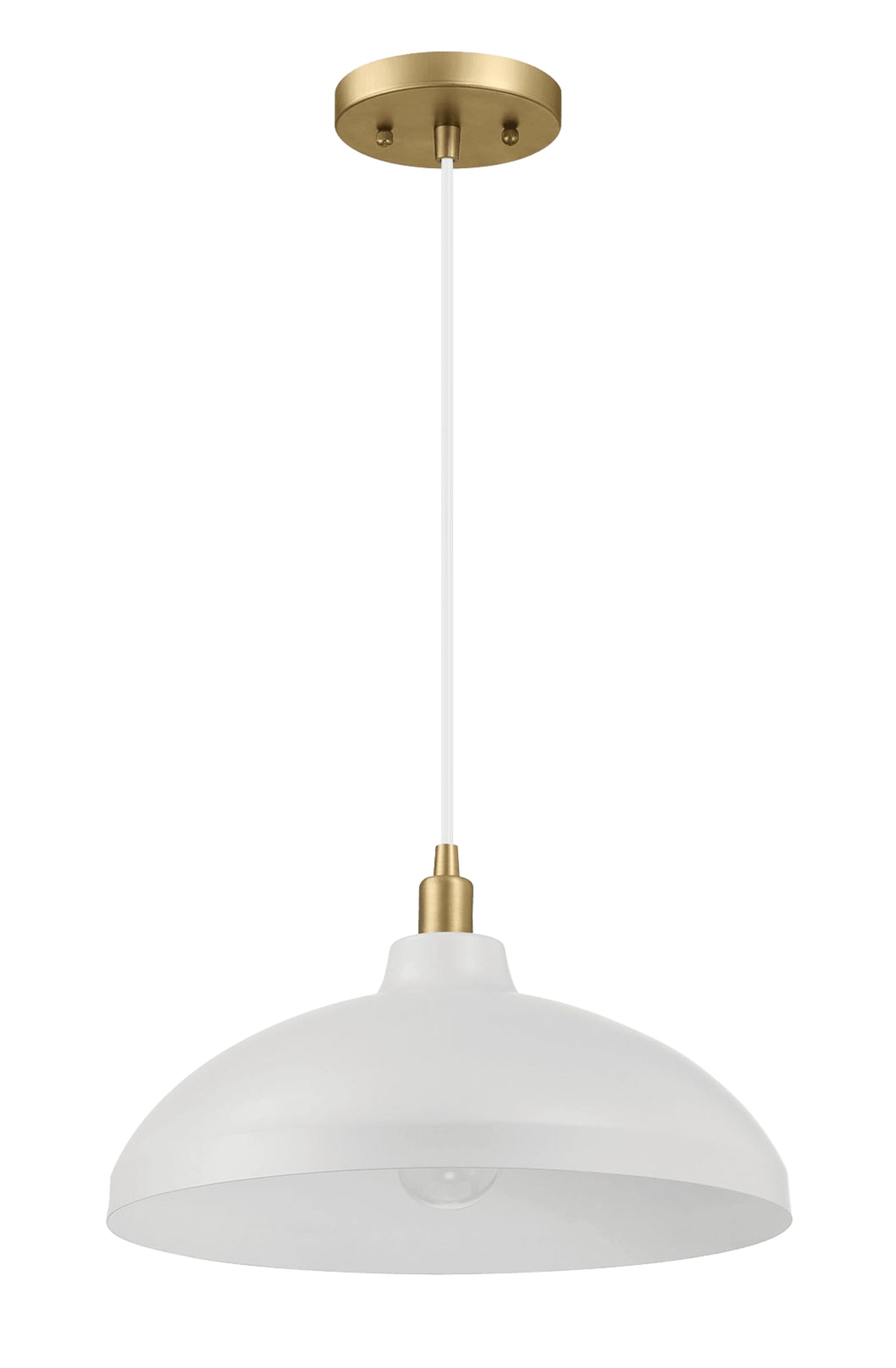 Ashcroft - Astral Single Light White Pendant Lamp with Golder Brass Finish for Entrance Kitchen Island 14"D × 8"H