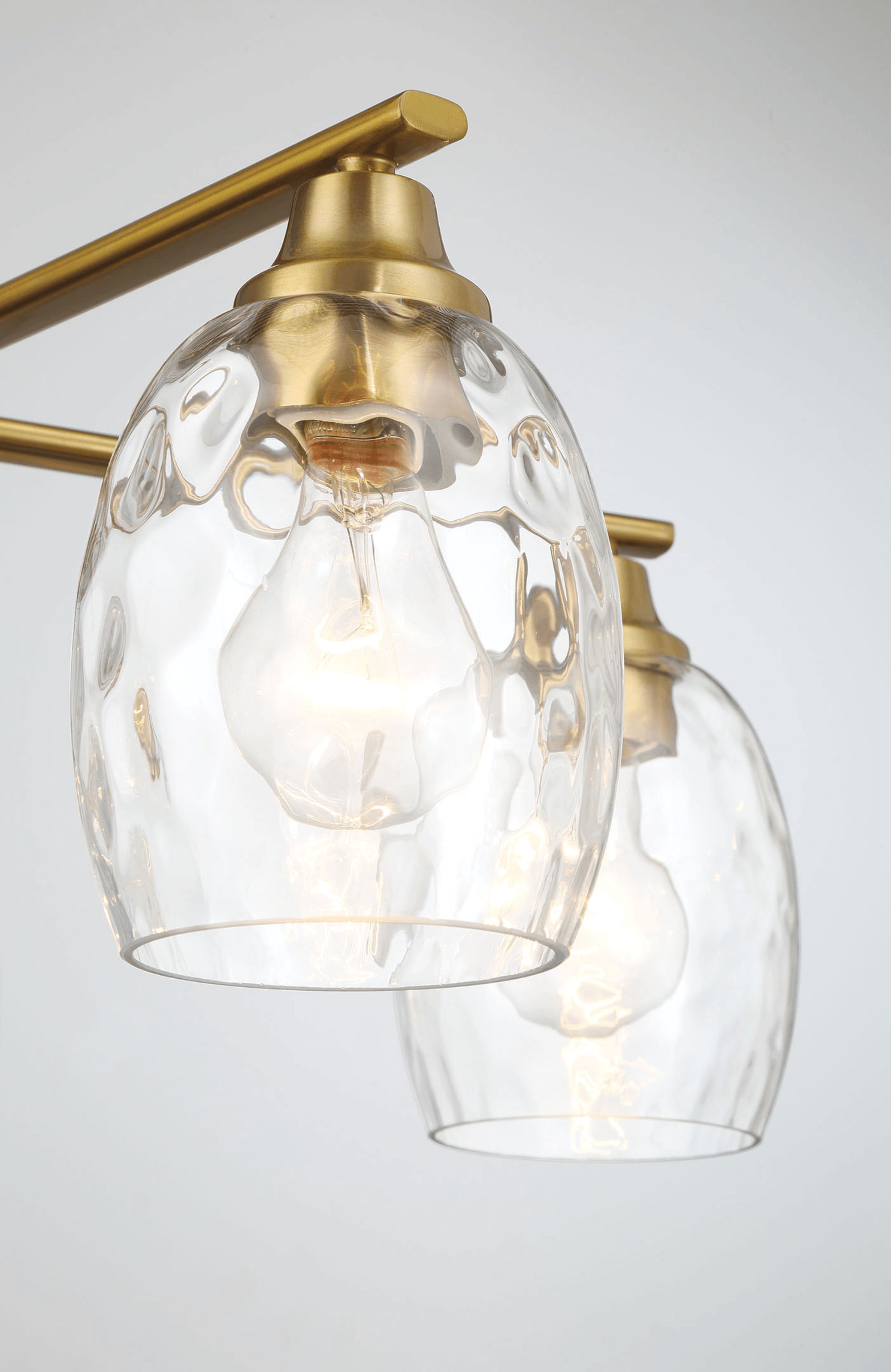 Ashcroft - Elegance Five Lights Linear Arms with Golden Brass Finish Chain Chandelier 24"W × 8.5"H with Clear Water Glass