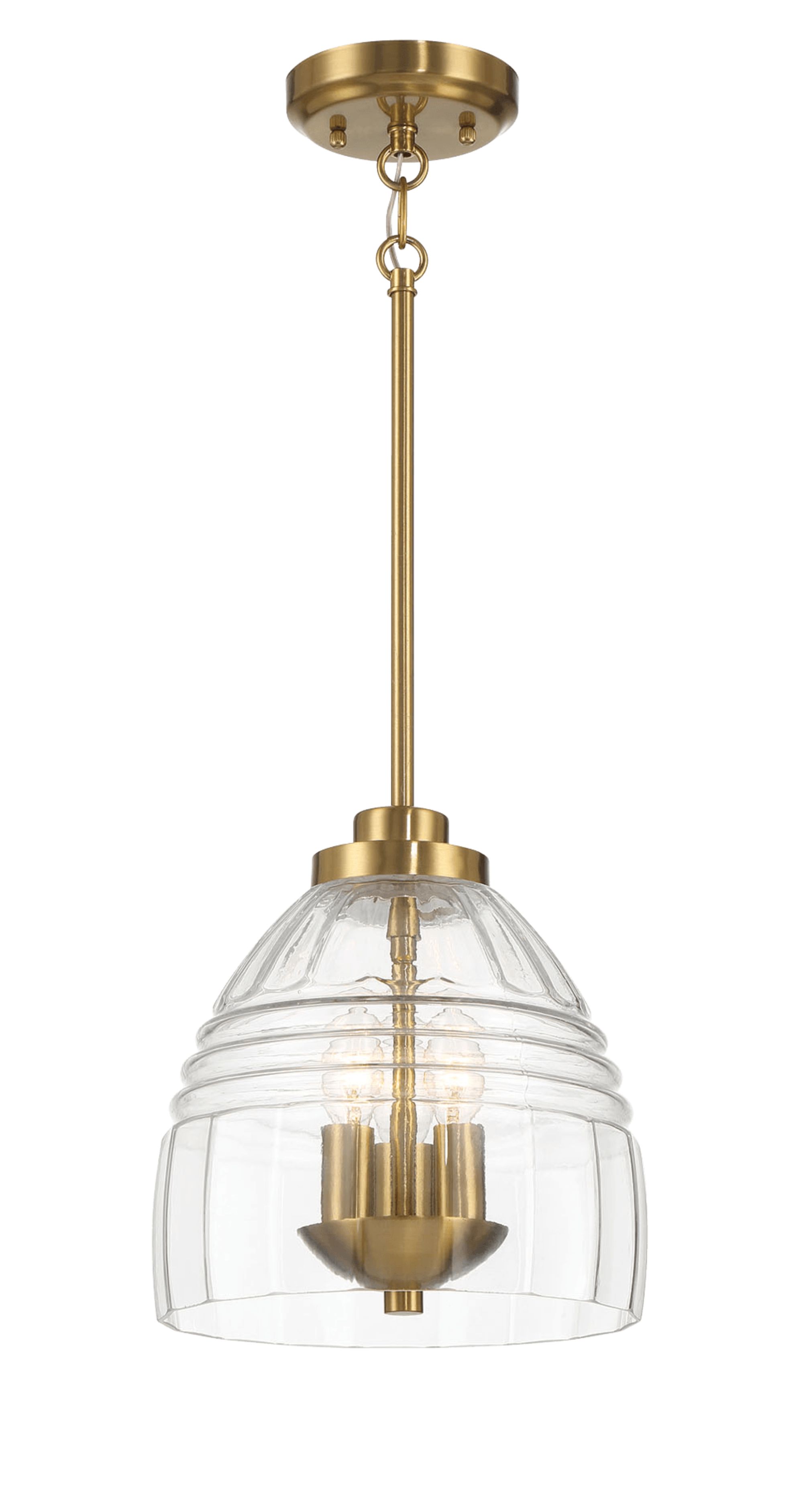 Ashcroft - Ember Three Candle Lights Chain Pendant With Clear Glass - Satin Brass