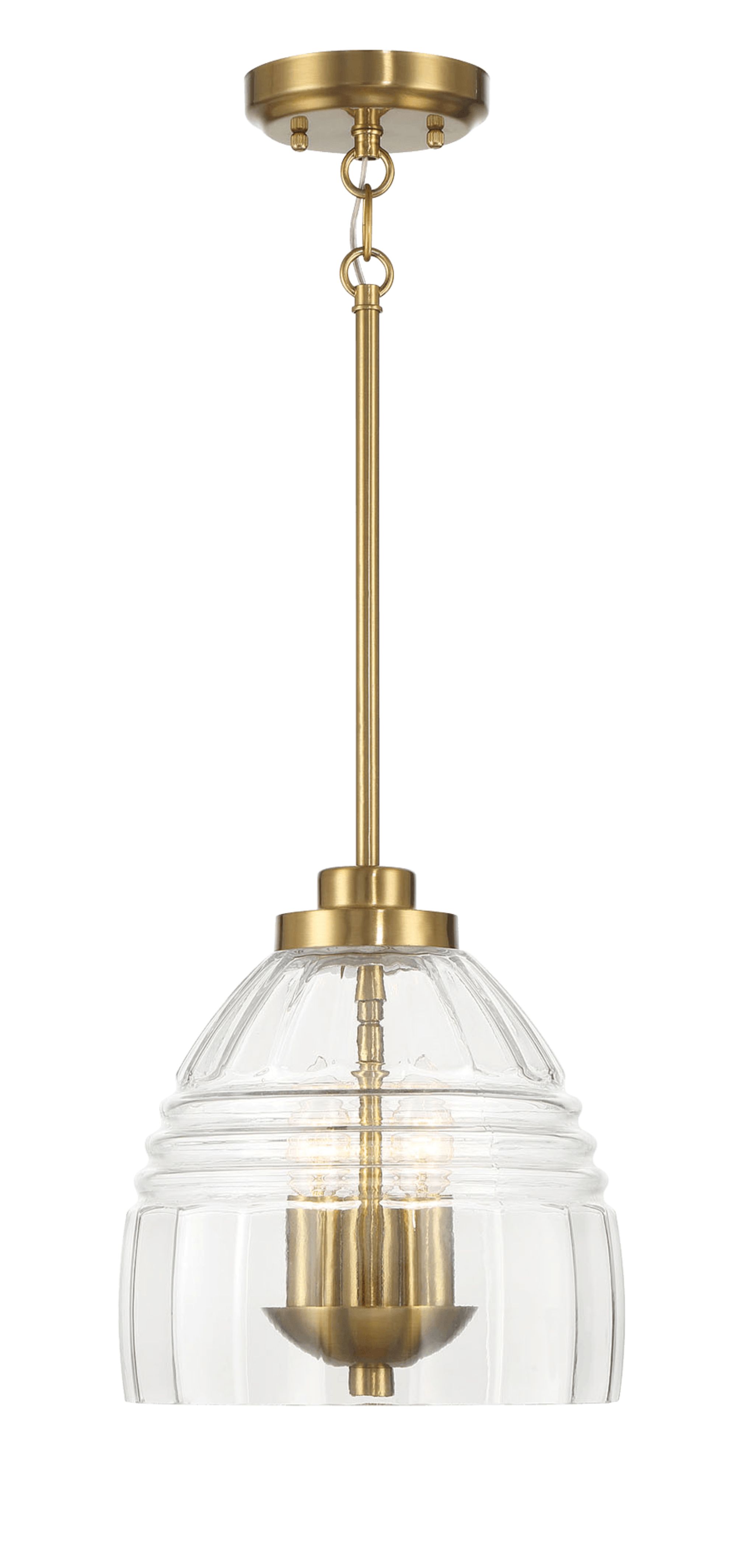 Ashcroft - Ember Three Candle Lights Chain Pendant With Clear Glass - Satin Brass