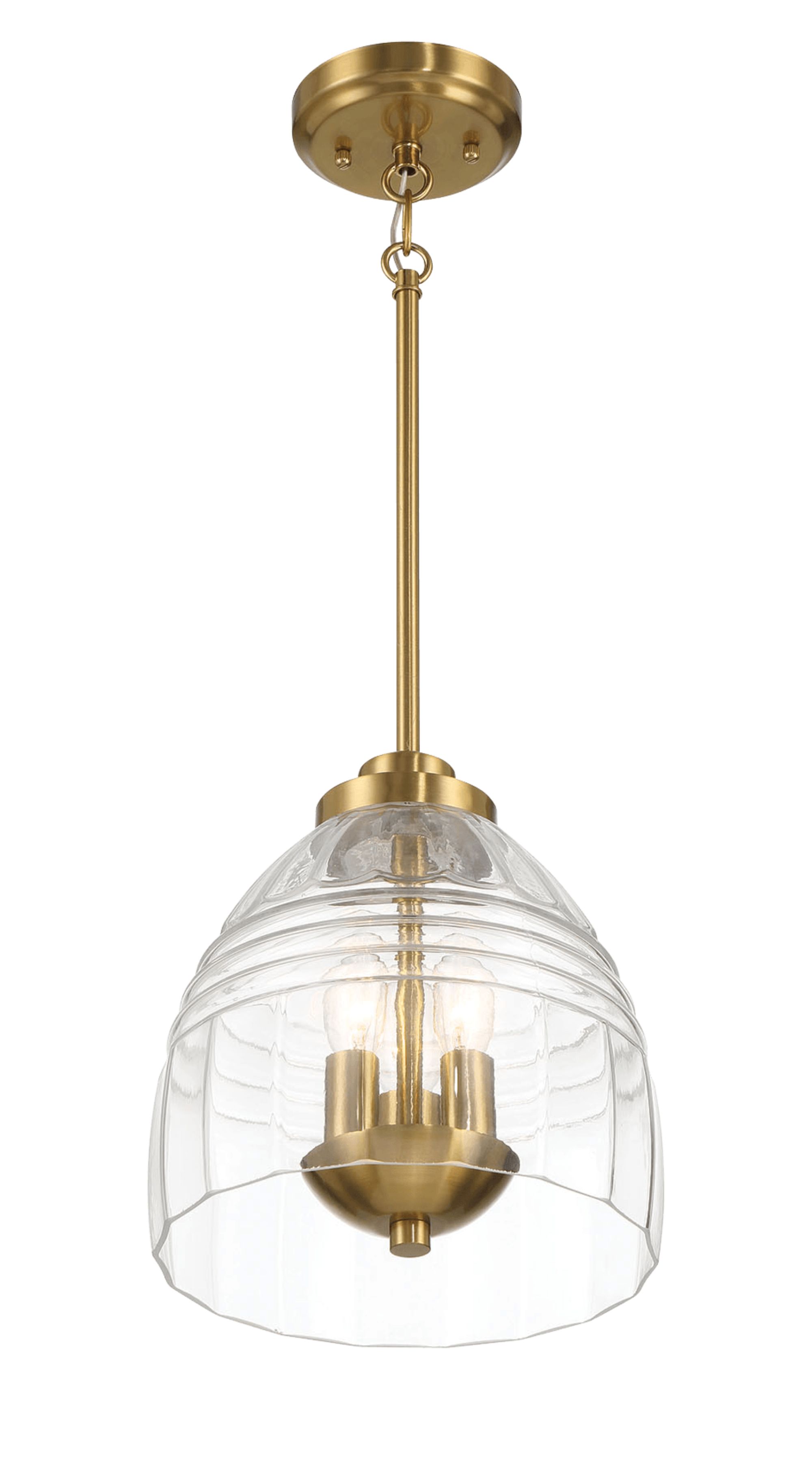 Ashcroft - Ember Three Candle Lights Chain Pendant With Clear Glass - Satin Brass