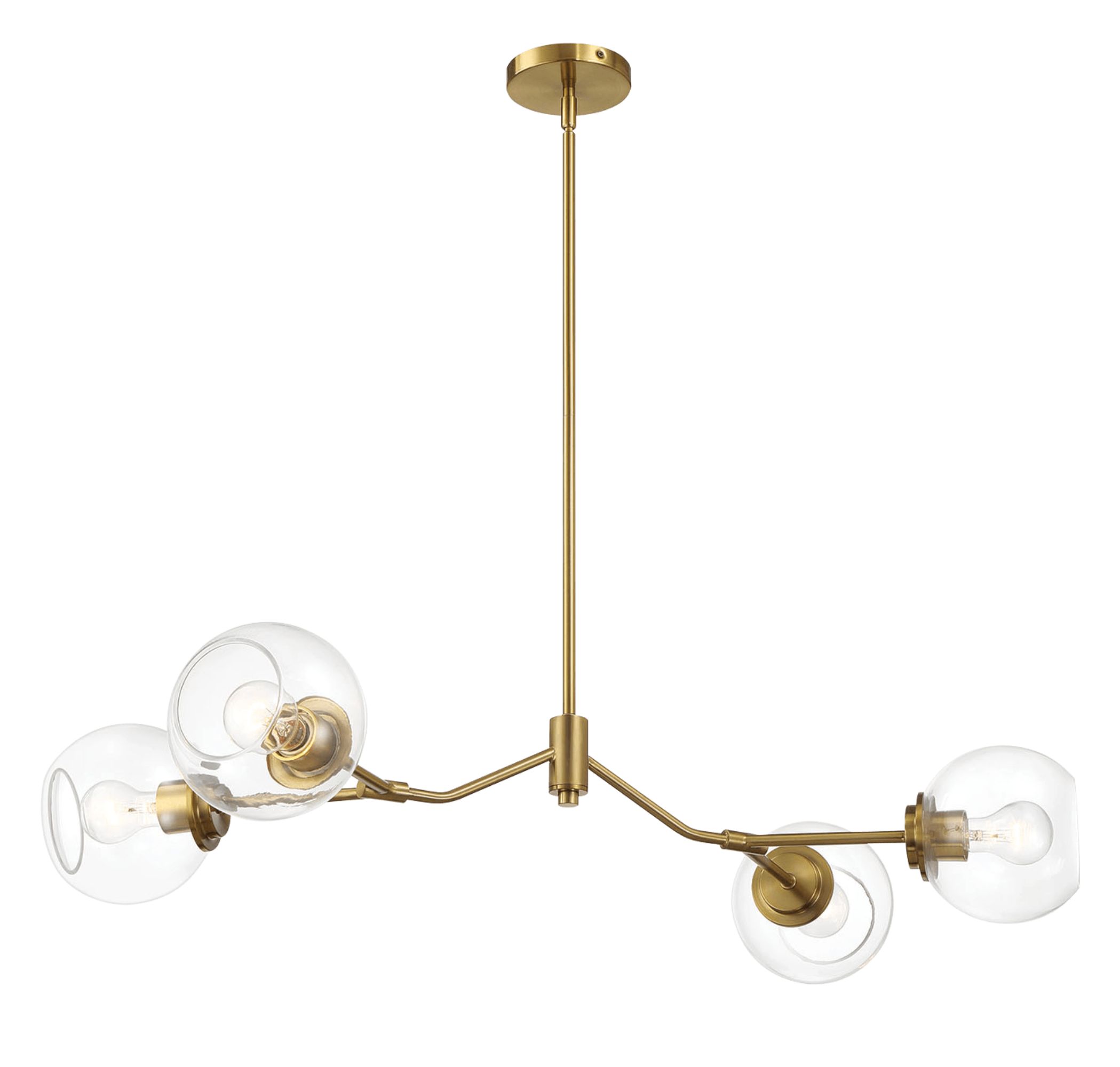 Ashcroft - Jewel Four Lights Modern Farmhouse Chandelier Ceiling Hanging Light Fixture For Kitchen Island Dining Room 36"L × 20"W × 7.25"H with Clear Glass