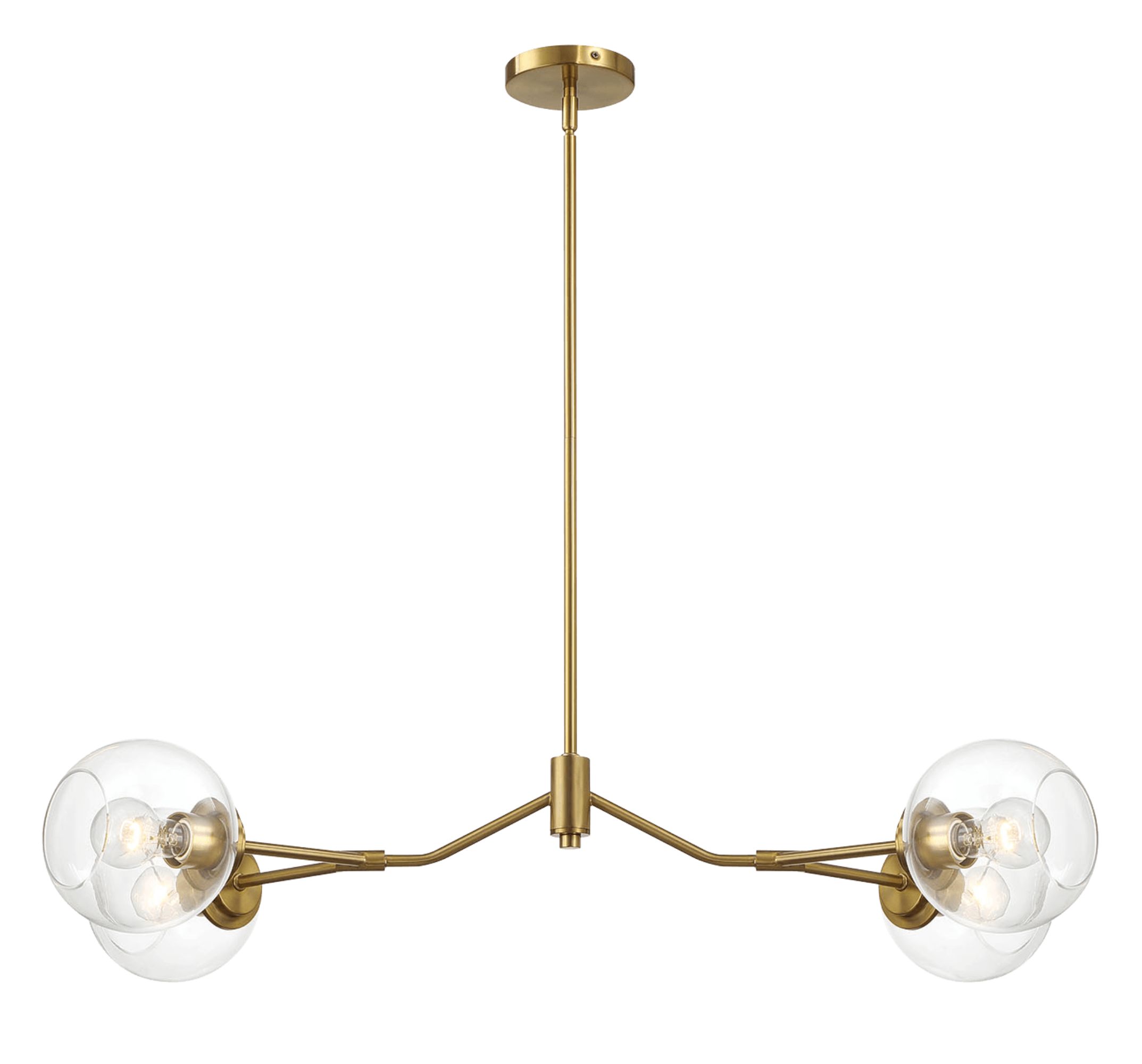 Ashcroft - Jewel Four Lights Modern Farmhouse Chandelier Ceiling Hanging Light Fixture For Kitchen Island Dining Room 36"L × 20"W × 7.25"H with Clear Glass