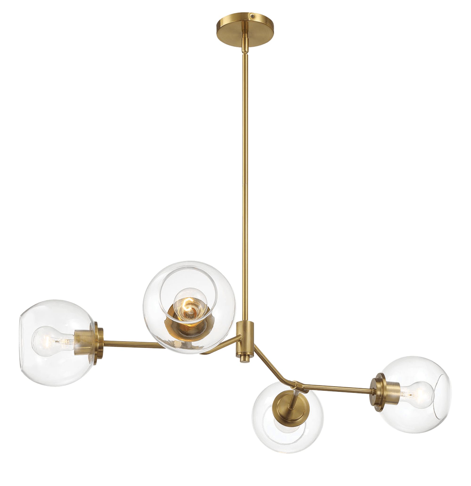 Ashcroft - Jewel Four Lights Modern Farmhouse Chandelier Ceiling Hanging Light Fixture For Kitchen Island Dining Room 36"L × 20"W × 7.25"H with Clear Glass