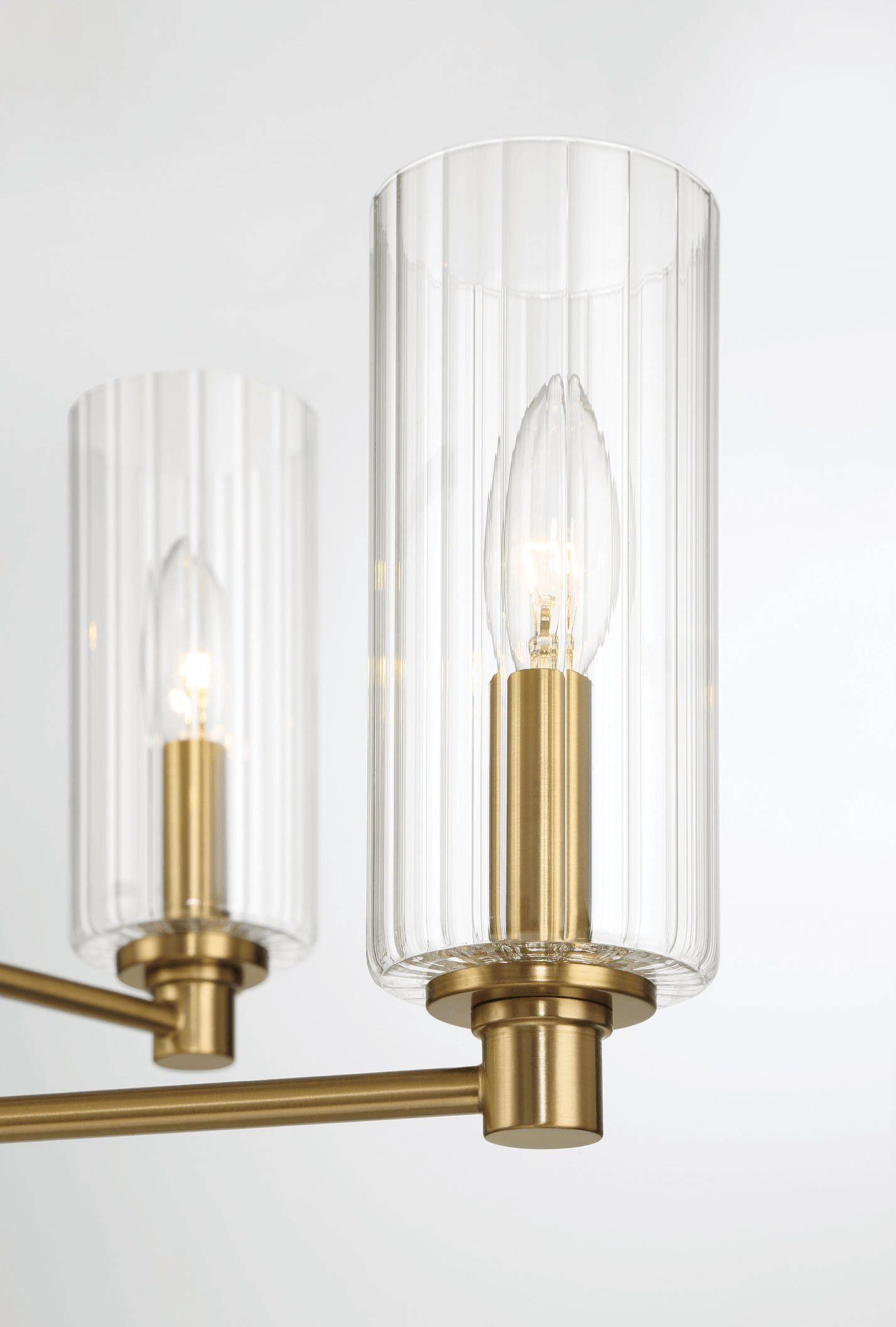 Ashcroft - Timeless Six Lights Chandelier With Clear Ribbed Glass - Satin Brass