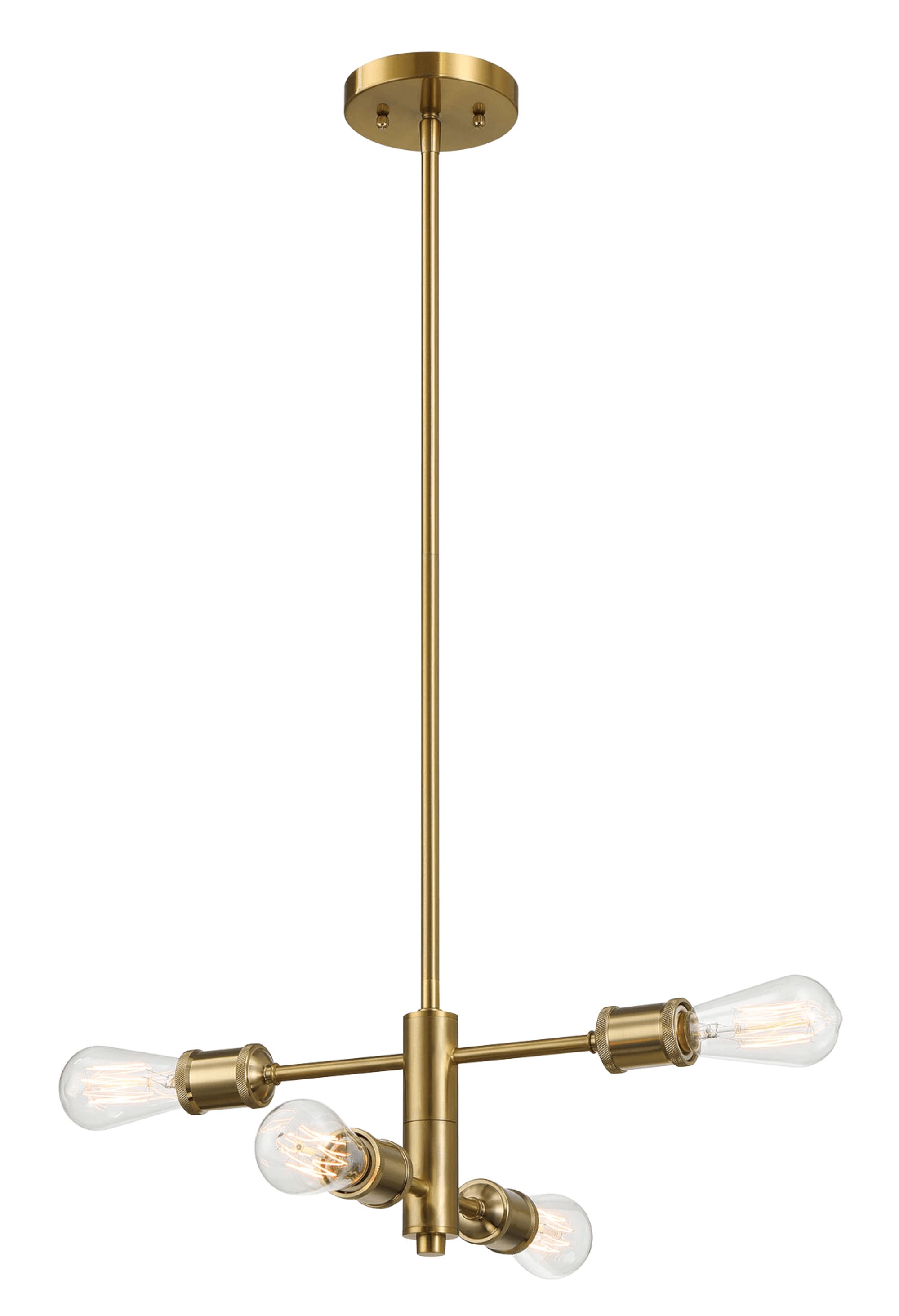 Ashcroft - Trellis Four Lights Modern Gold Chandelier Vintage Pendant Fixture for Living Room Dining Kitchen 15"W × 6.75"H