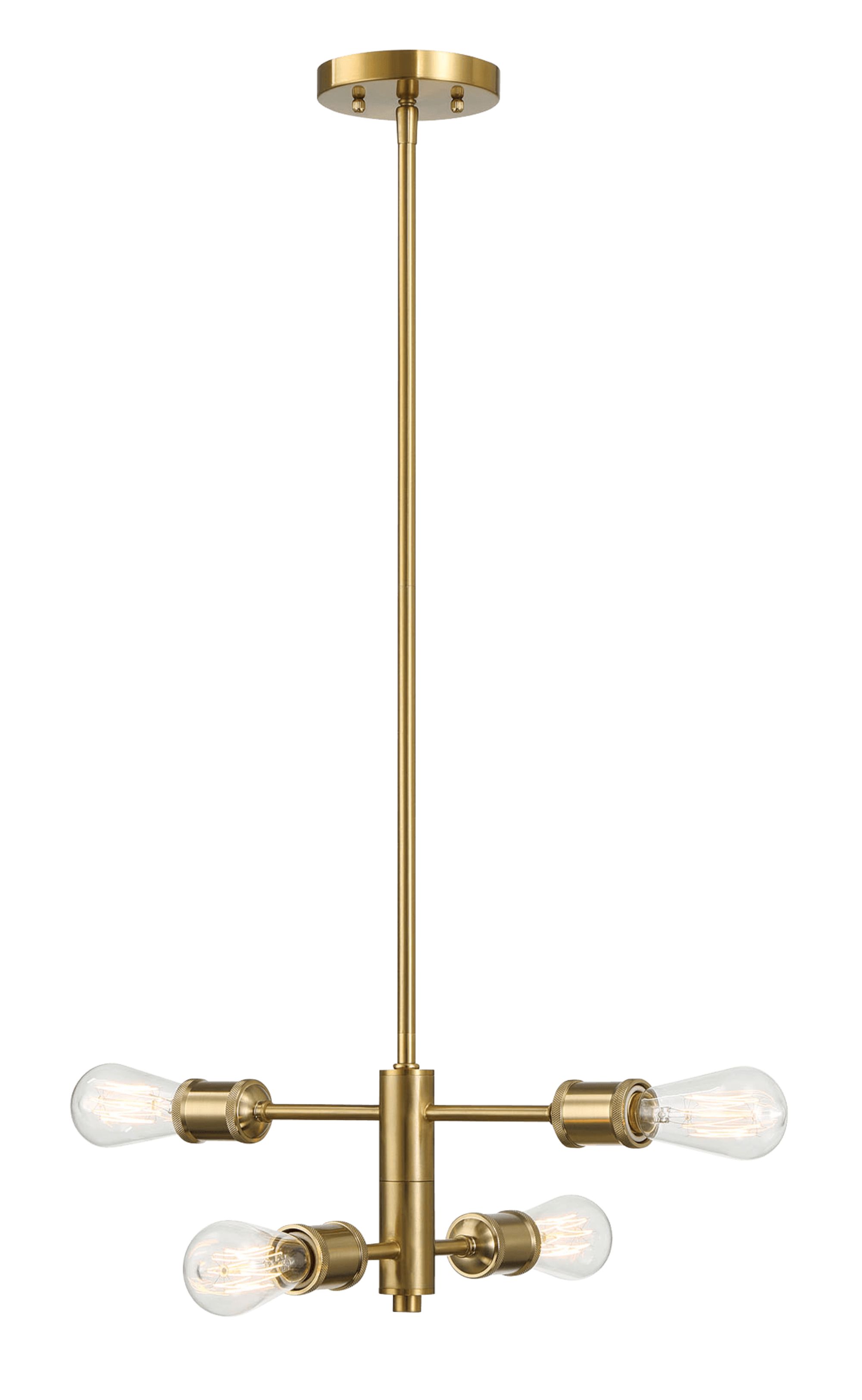 Ashcroft - Trellis Four Lights Modern Gold Chandelier Vintage Pendant Fixture for Living Room Dining Kitchen 15"W × 6.75"H