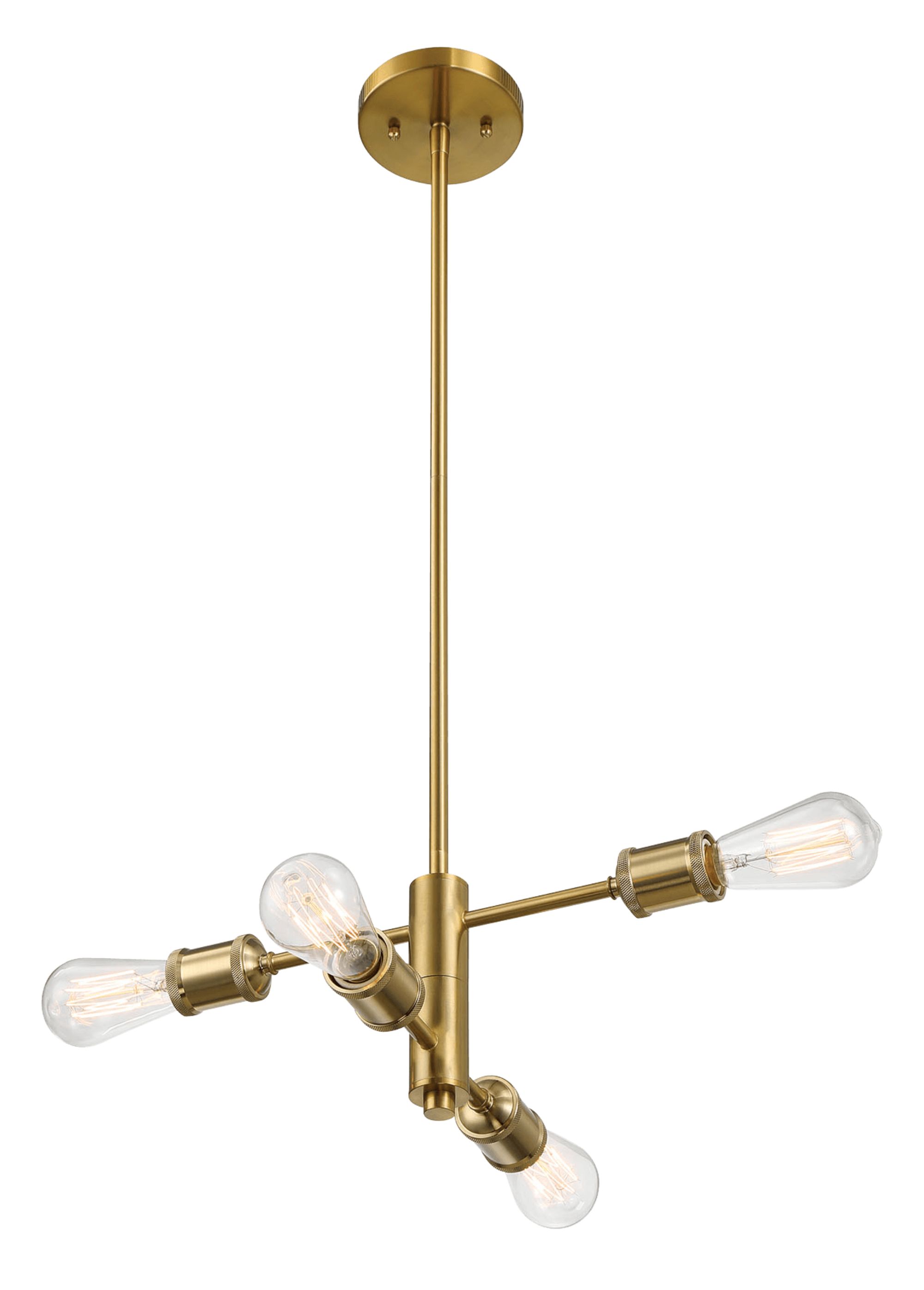 Ashcroft - Trellis Four Lights Modern Gold Chandelier Vintage Pendant Fixture for Living Room Dining Kitchen 15"W × 6.75"H