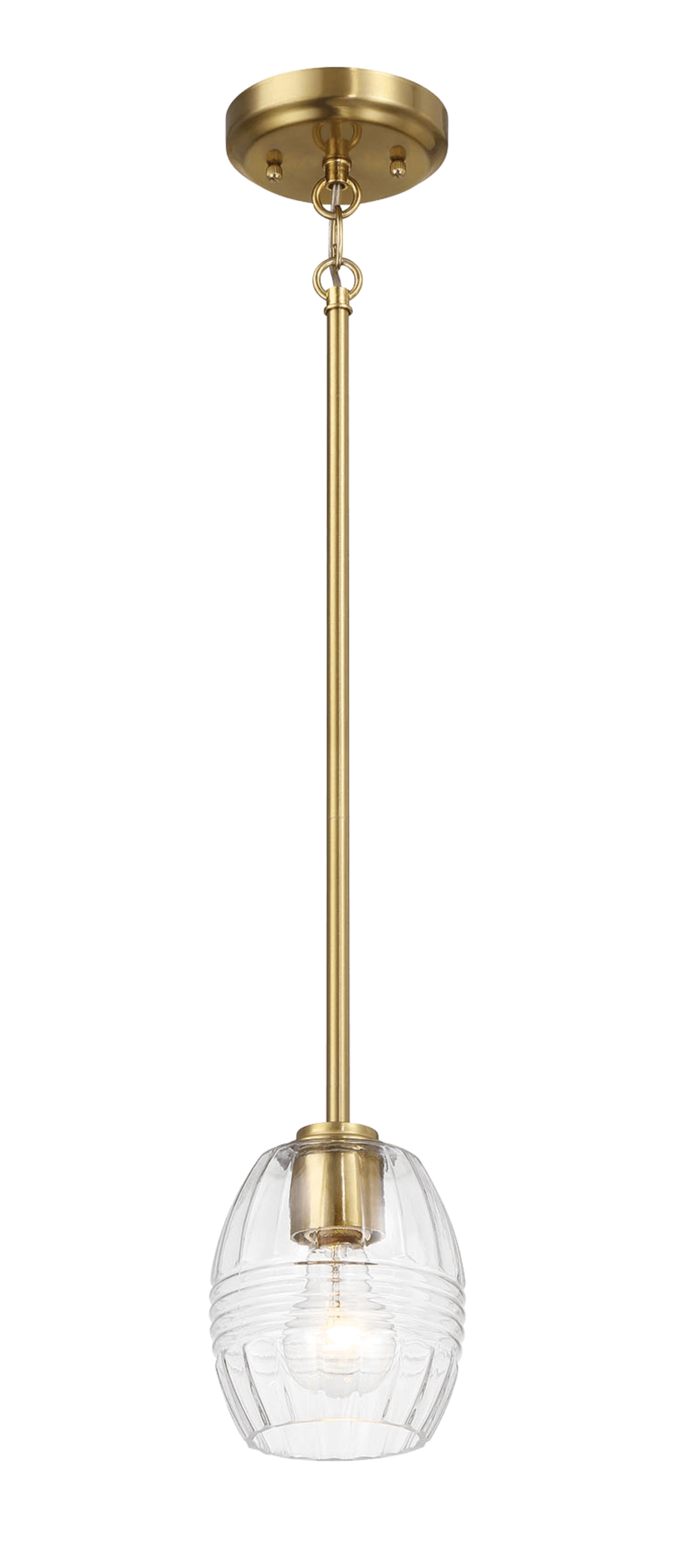Ashcroft - Vista Single Pendant Chain Hanging Light with Clear Glass - Satin Brass