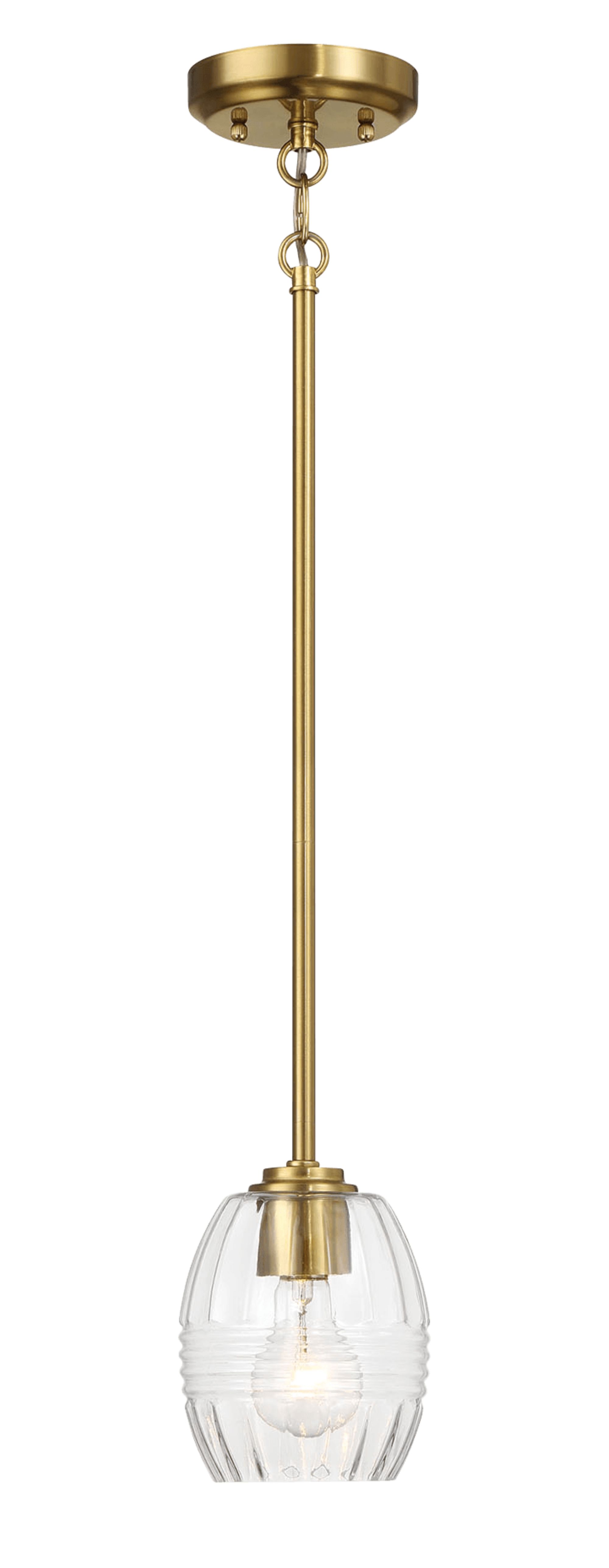 Ashcroft - Vista Single Pendant Chain Hanging Light with Clear Glass - Satin Brass