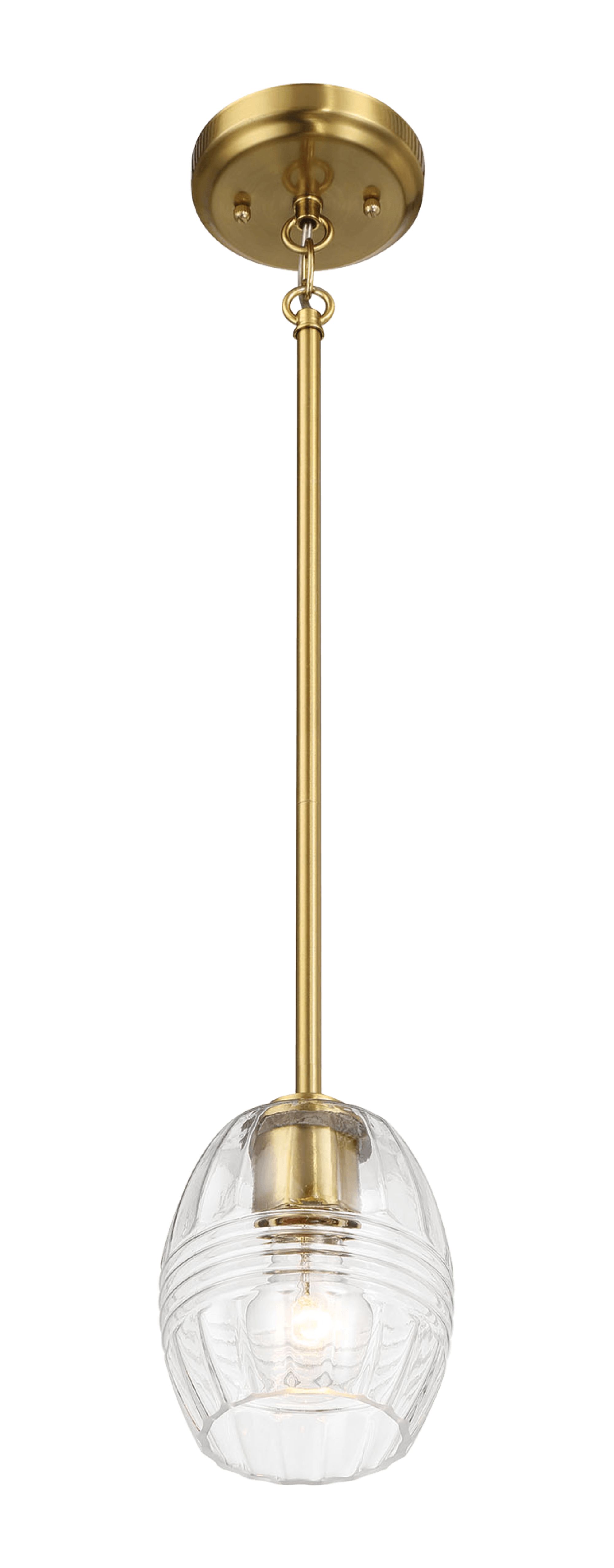 Ashcroft - Vista Single Pendant Chain Hanging Light with Clear Glass - Satin Brass