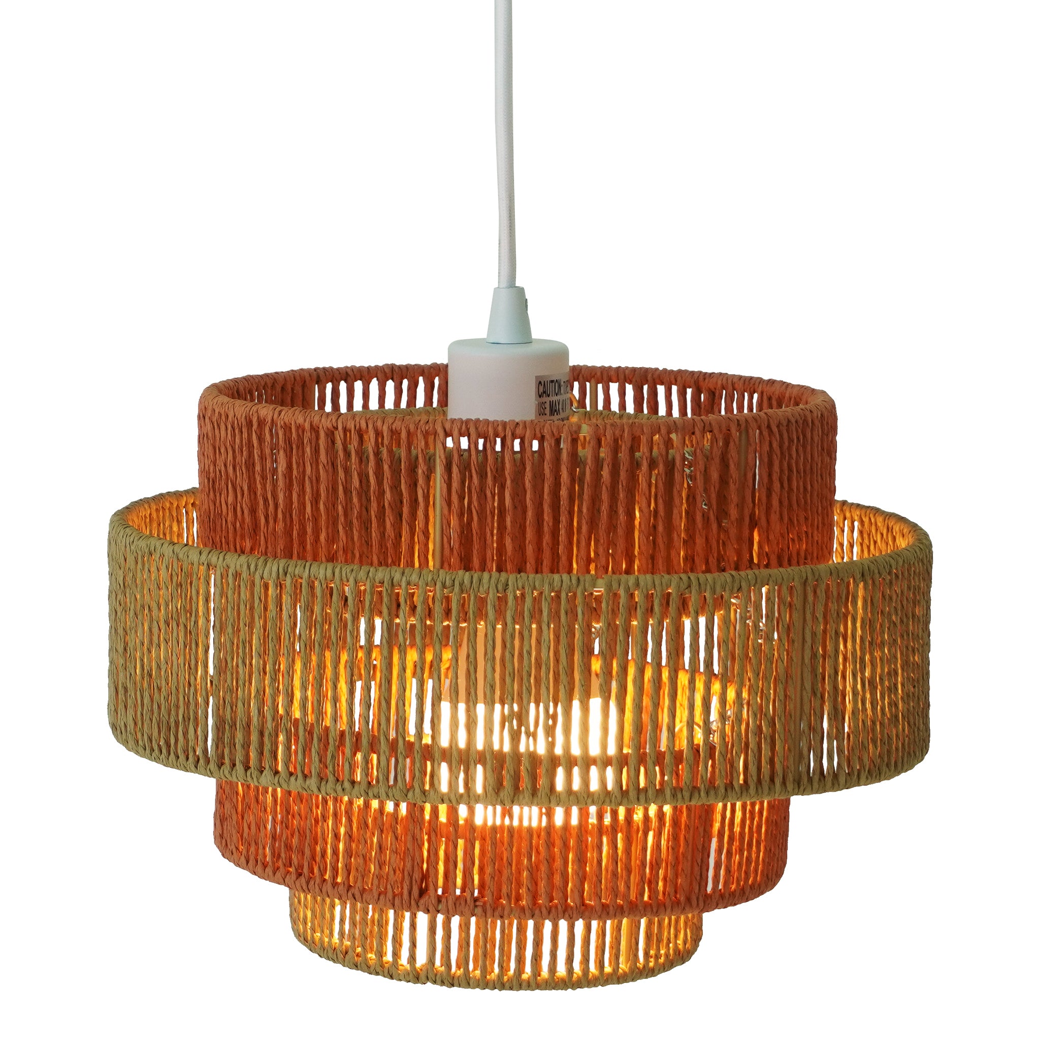 Ashcroft - Dorset Pendant Lamp in White and Natural/Terracotta