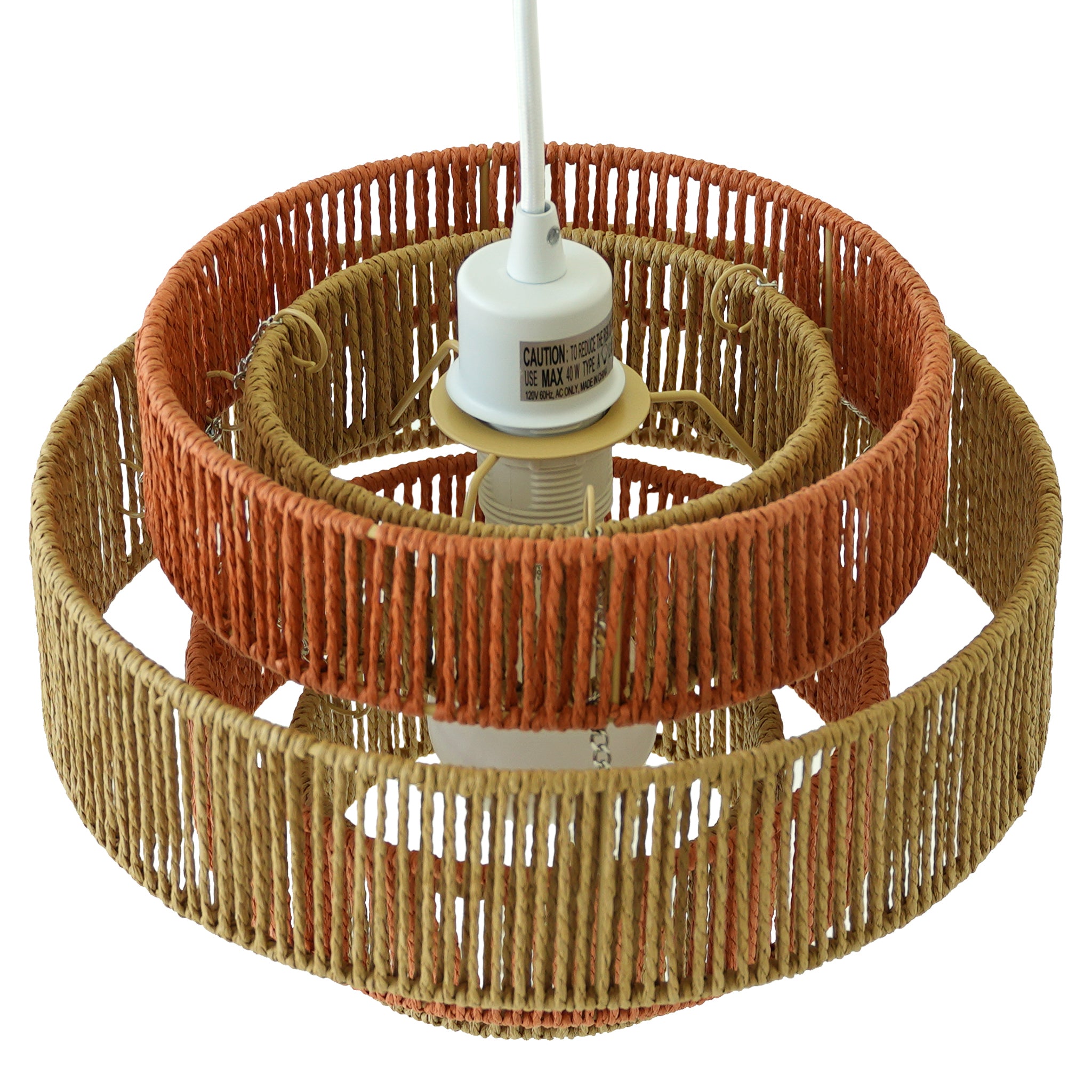 Ashcroft - Dorset Pendant Lamp in White and Natural/Terracotta
