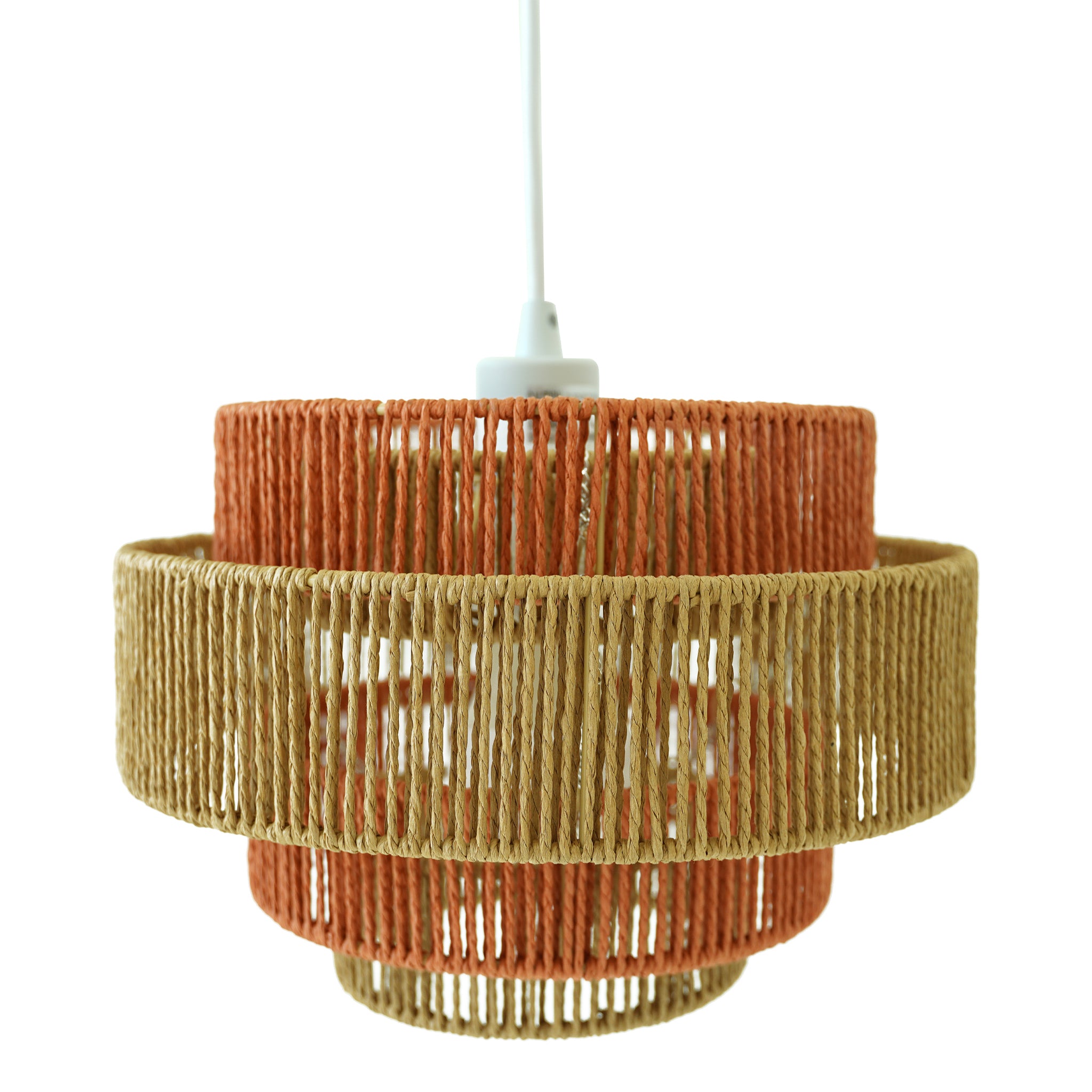 Ashcroft - Dorset Pendant Lamp in White and Natural/Terracotta
