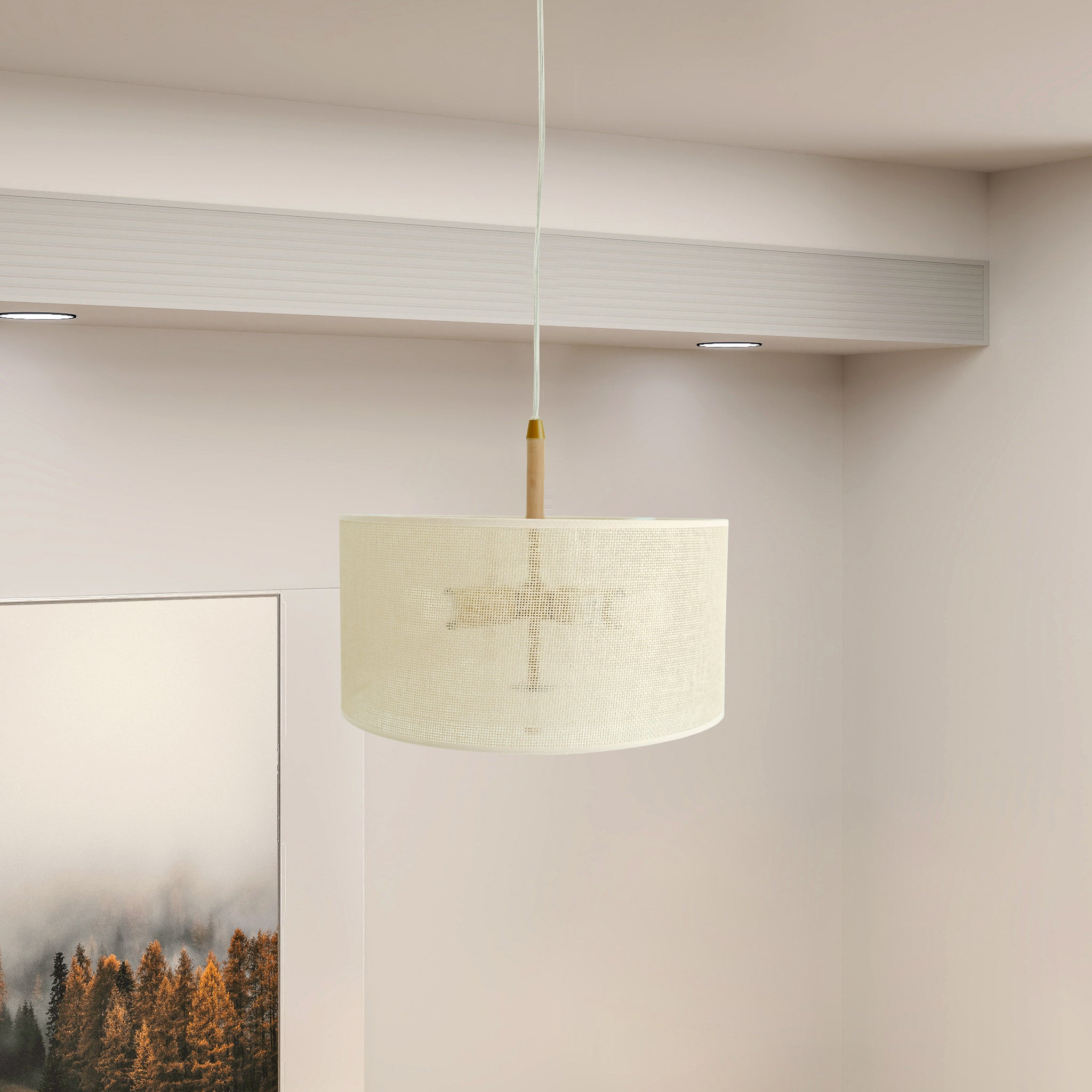 Ashcroft - Glacier Pendant Lamp in Oak + Natural + Gold
