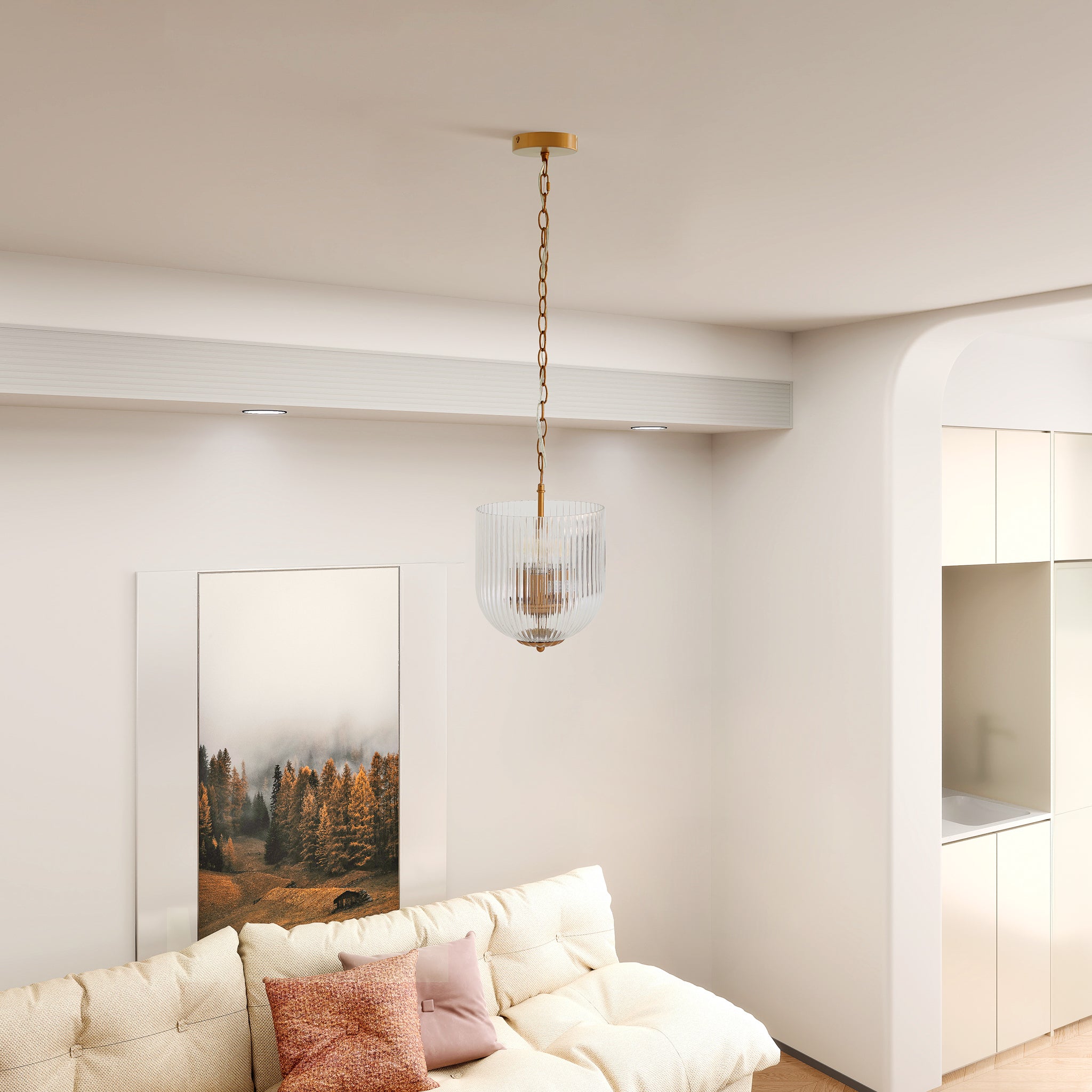 Ashcroft - Garnet Pendant Lamp in Coarse Gold + Clear Glass