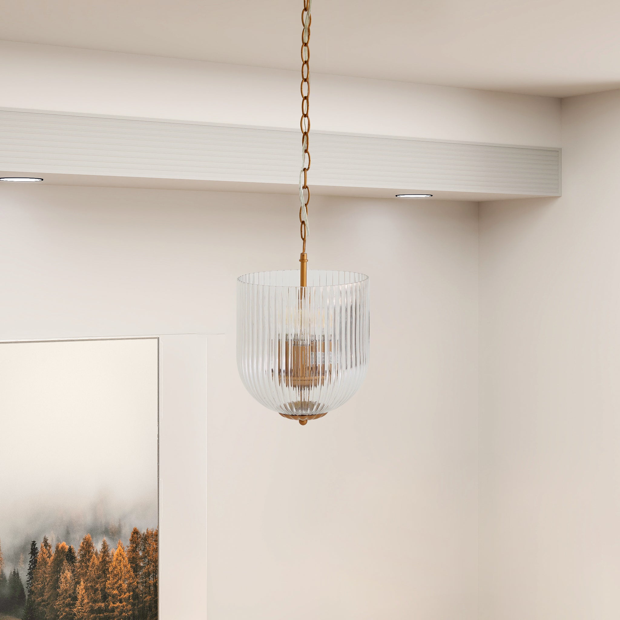 Ashcroft - Garnet Pendant Lamp in Coarse Gold + Clear Glass
