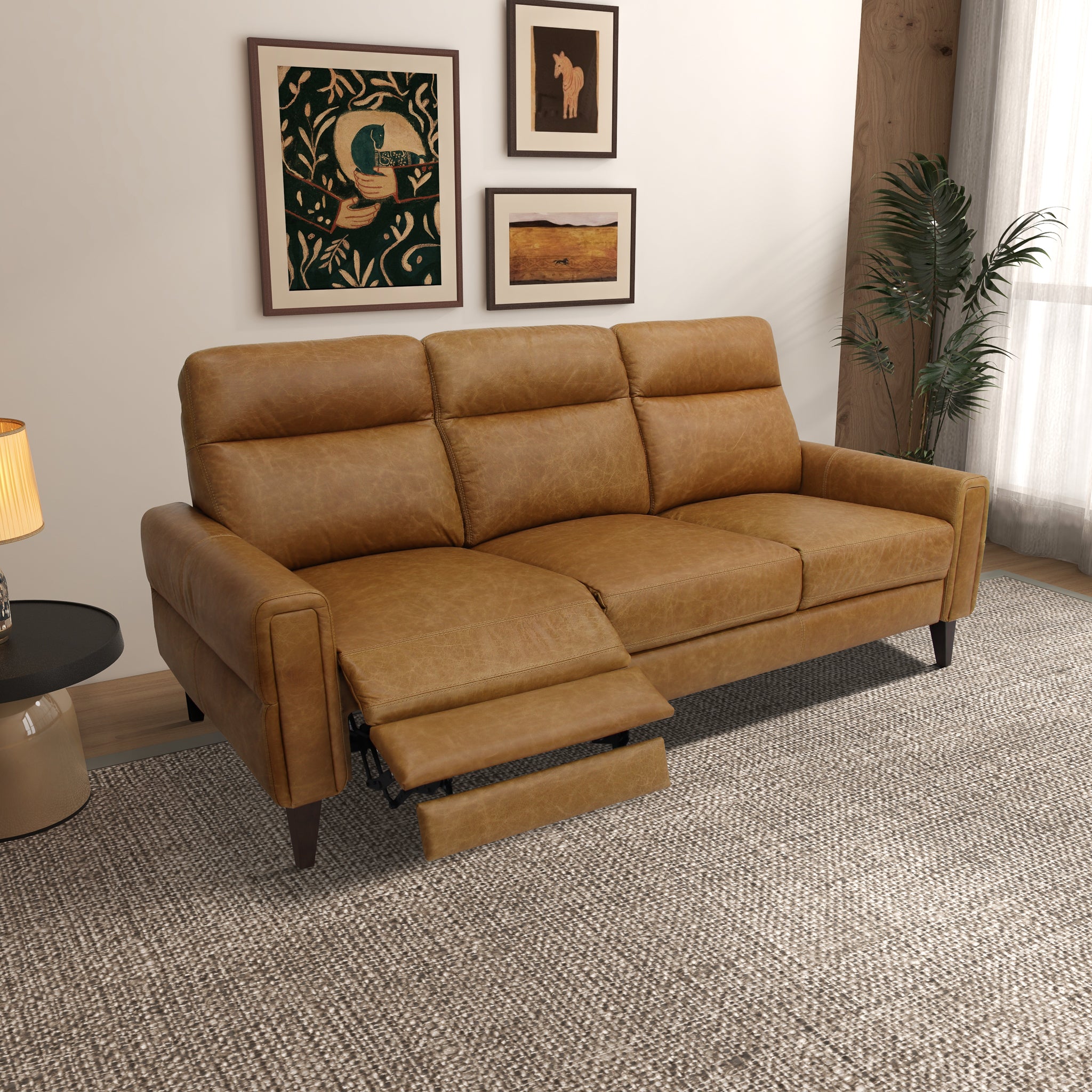 Ashcroft Elliot Incliner Sofa Left - Waxy Tan Leather