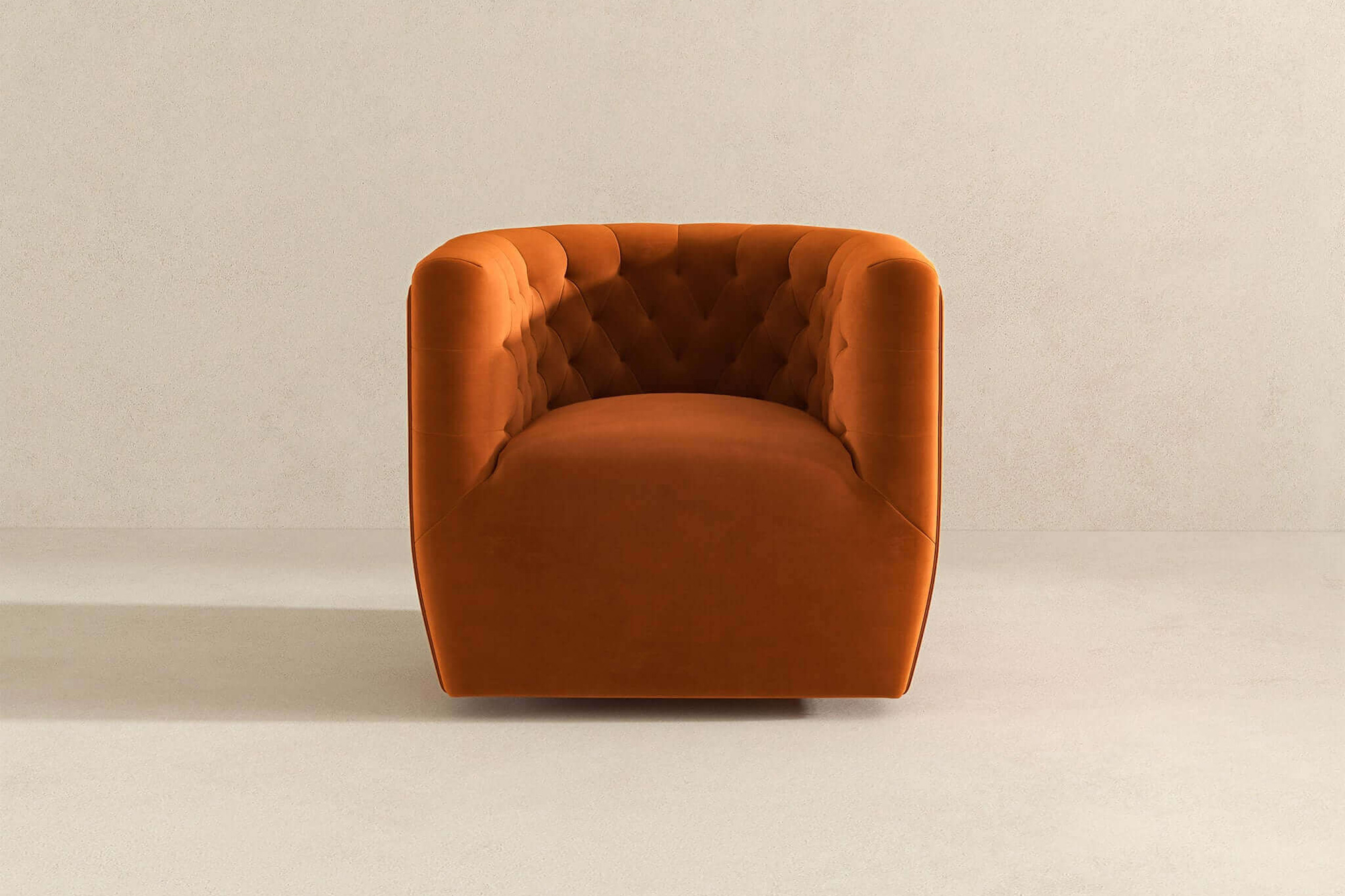 Ashcroft Delaney Velvet Swivel Chair - Burnt Orange