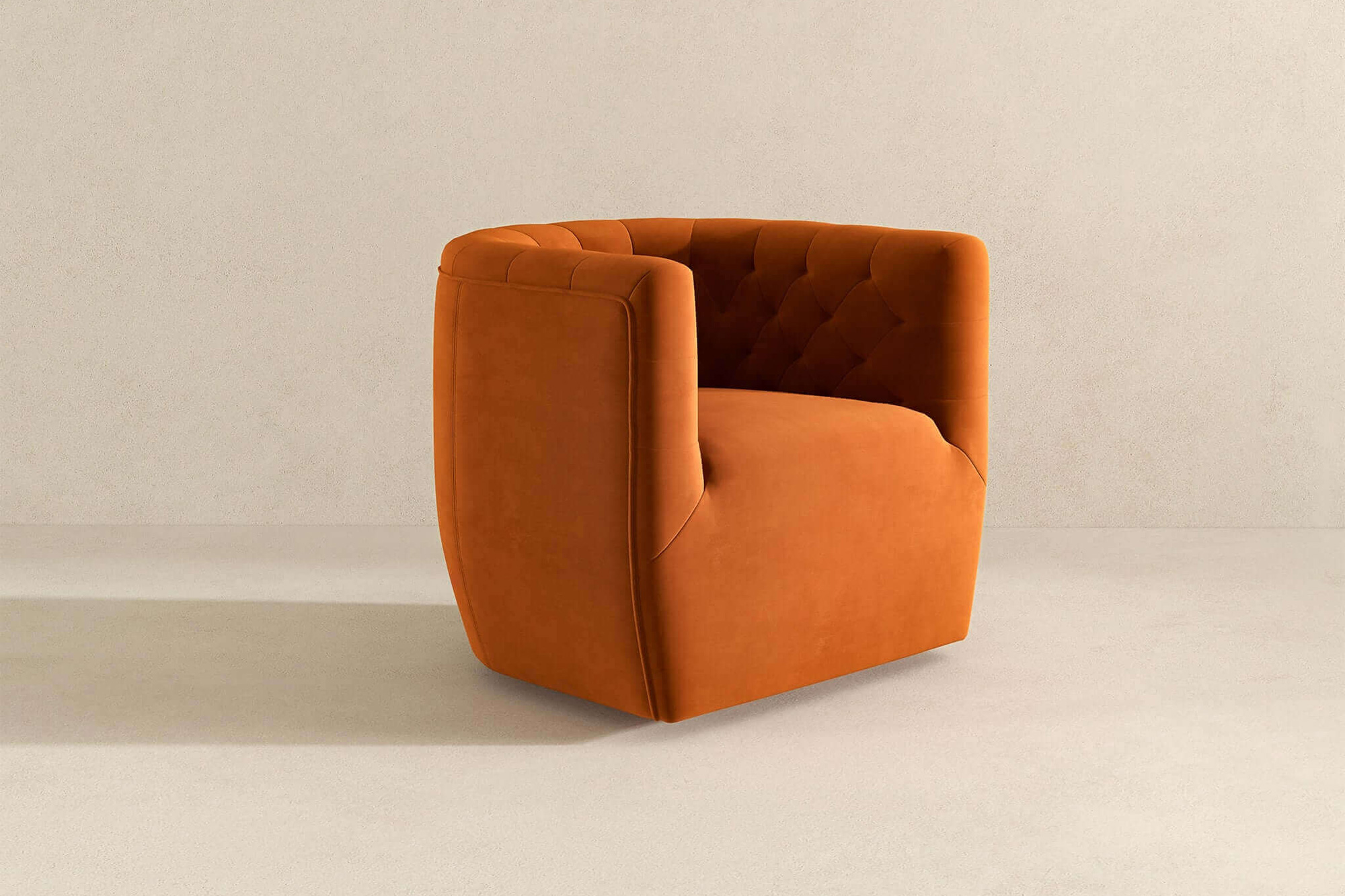 Ashcroft Delaney Velvet Swivel Chair - Burnt Orange
