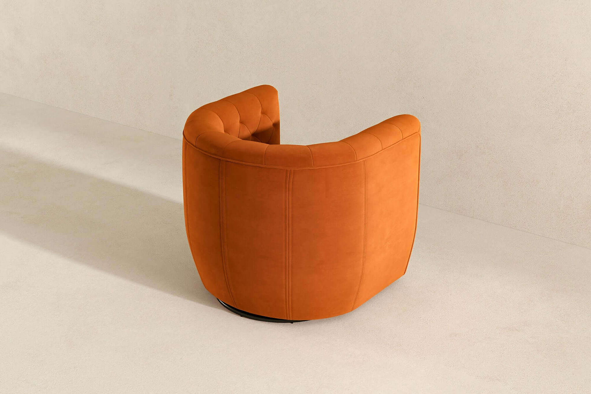 Ashcroft Delaney Velvet Swivel Chair - Burnt Orange