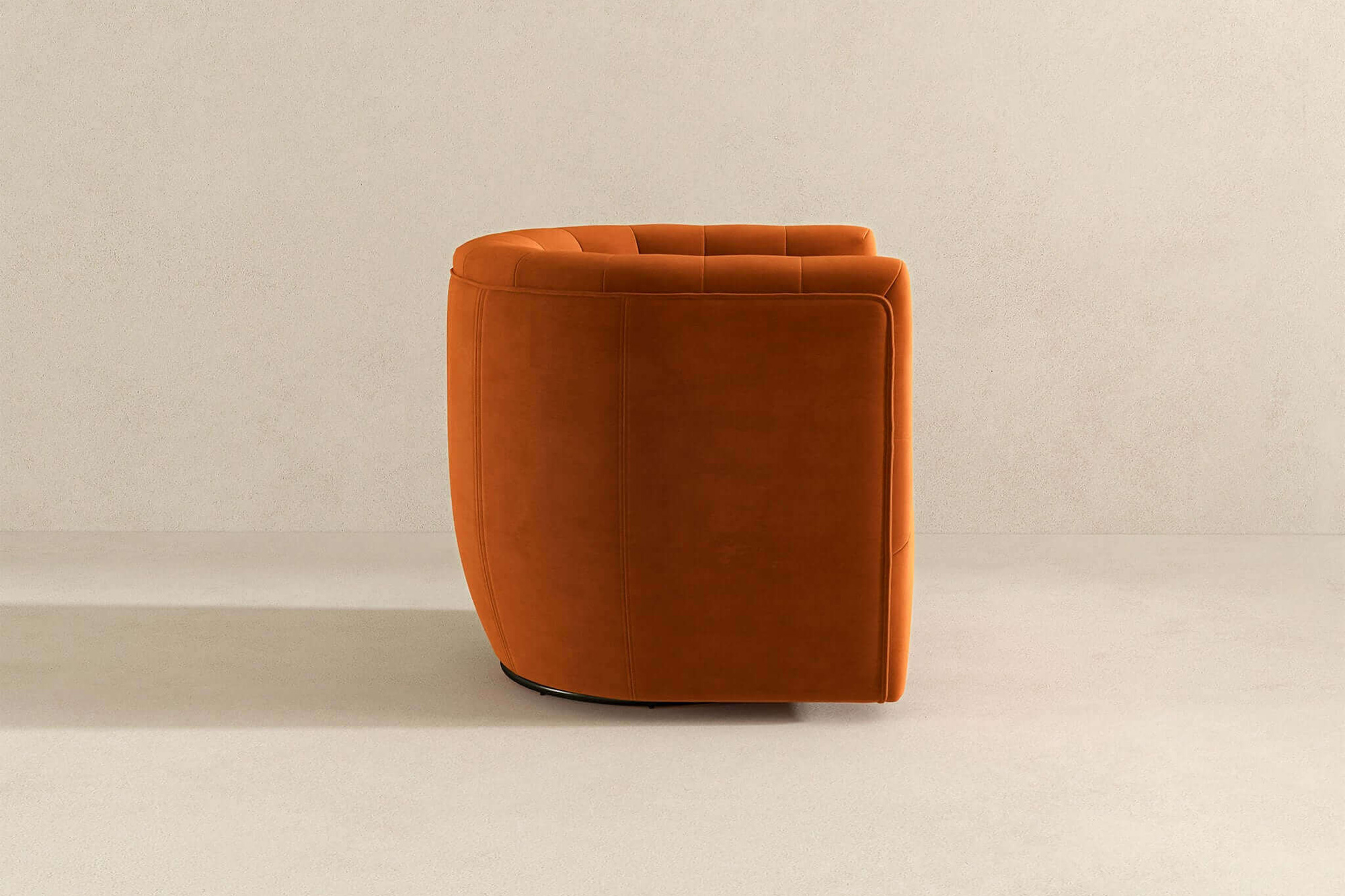 Ashcroft Delaney Velvet Swivel Chair - Burnt Orange