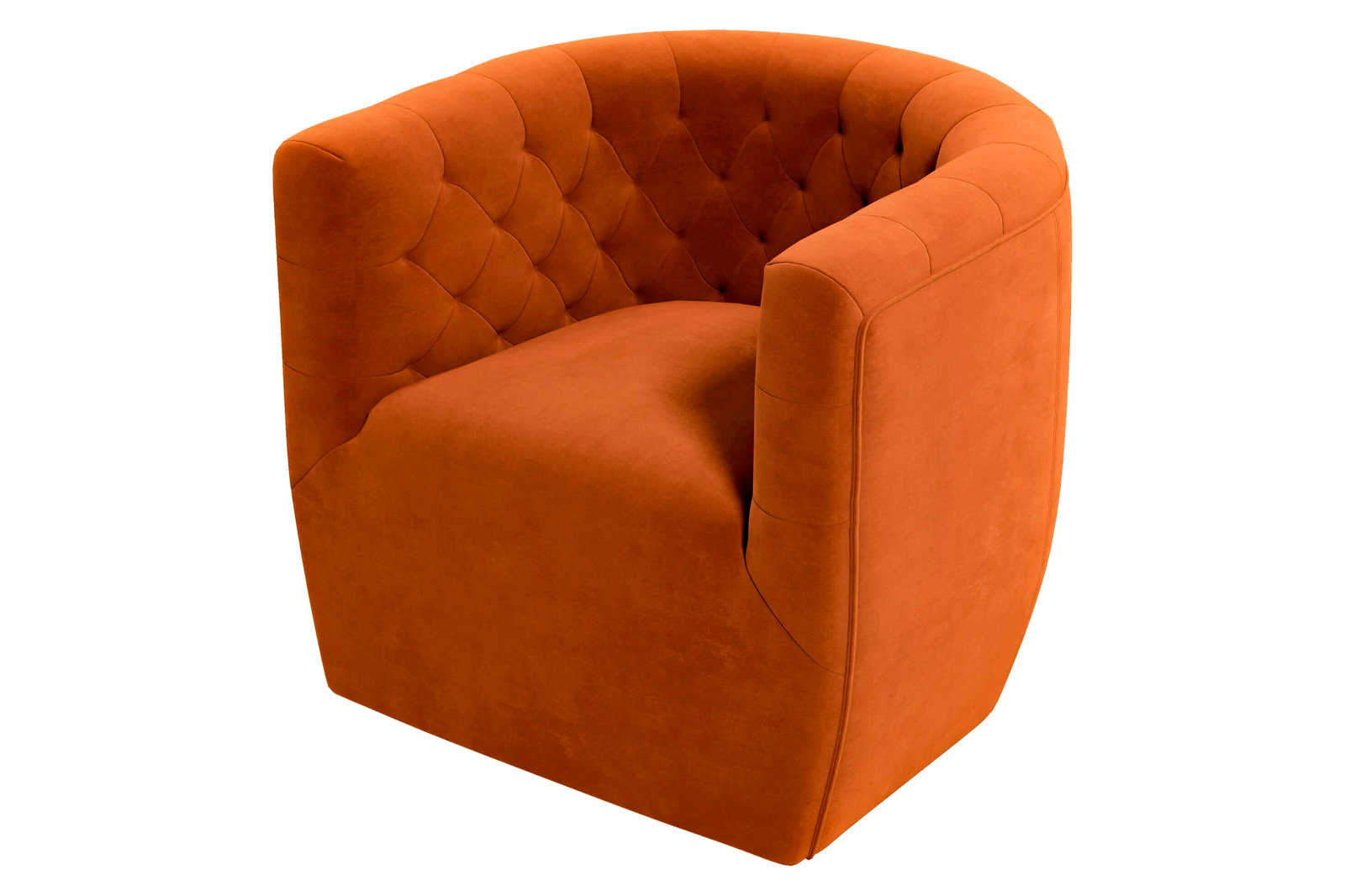 Ashcroft Delaney Velvet Swivel Chair - Burnt Orange