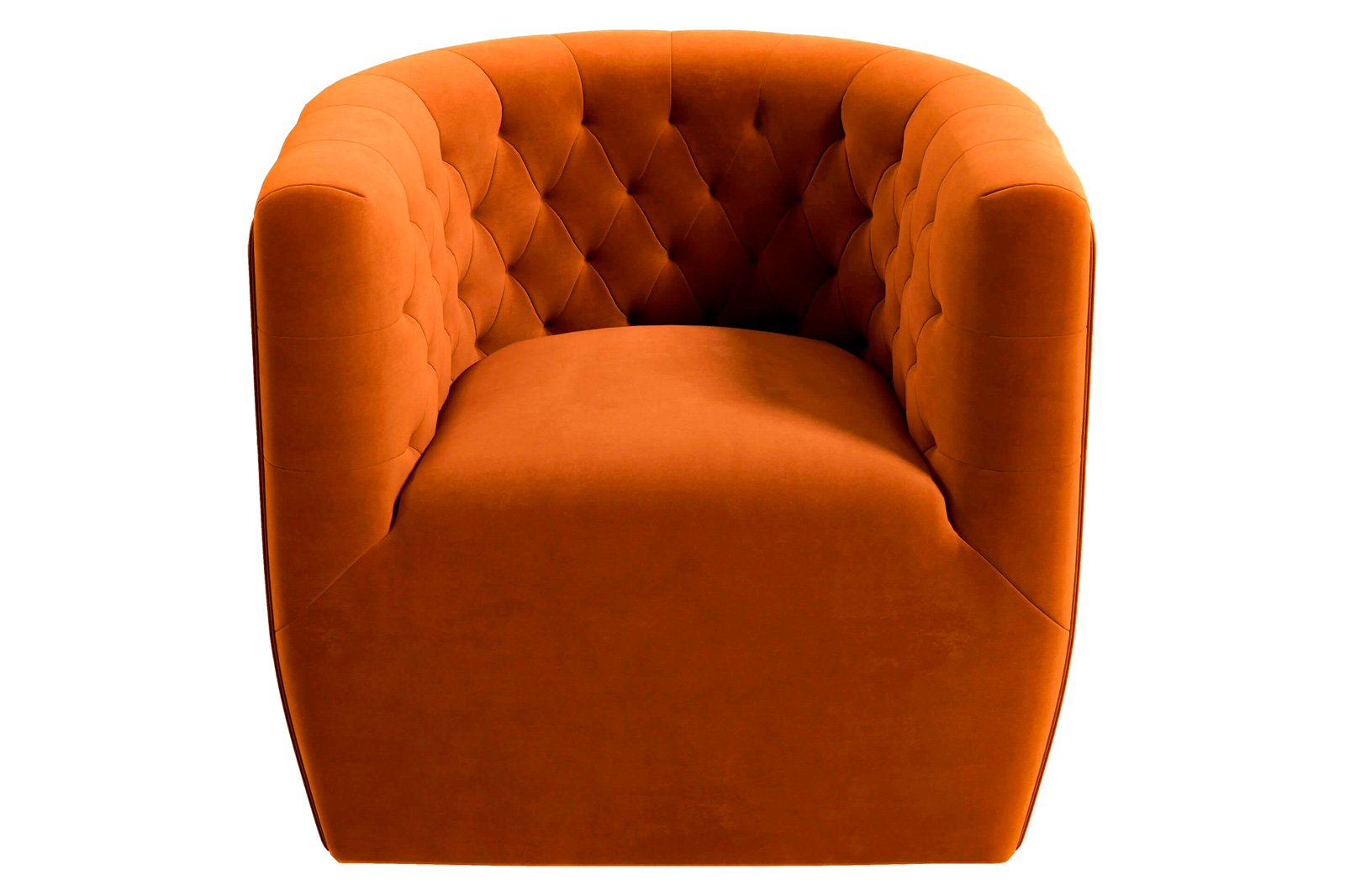 Ashcroft Delaney Velvet Swivel Chair - Burnt Orange