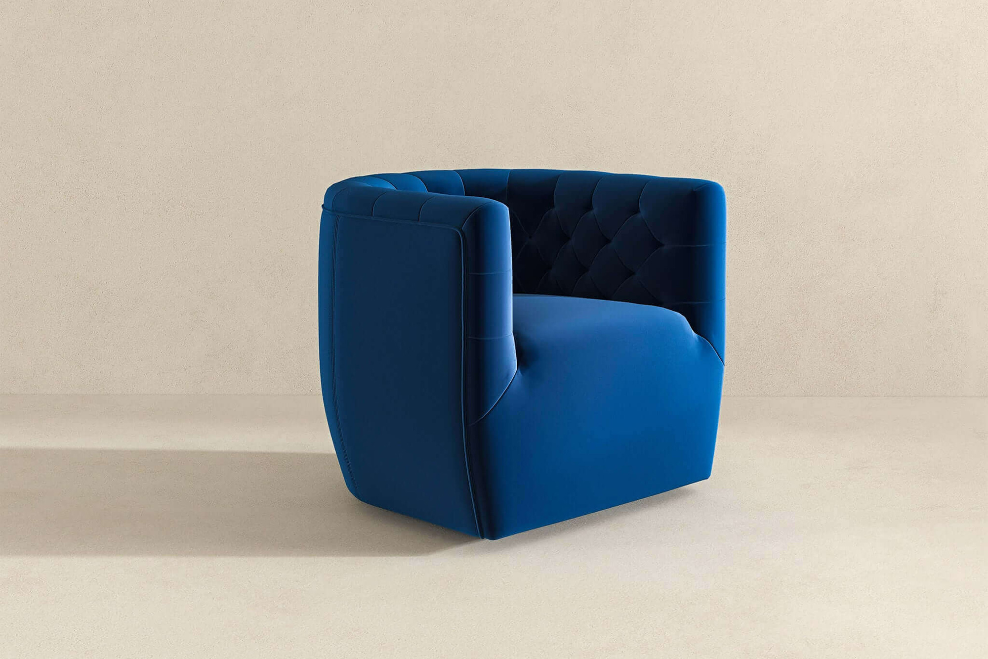 Ashcroft Delaney Velvet Swivel Chair - Dark Blue