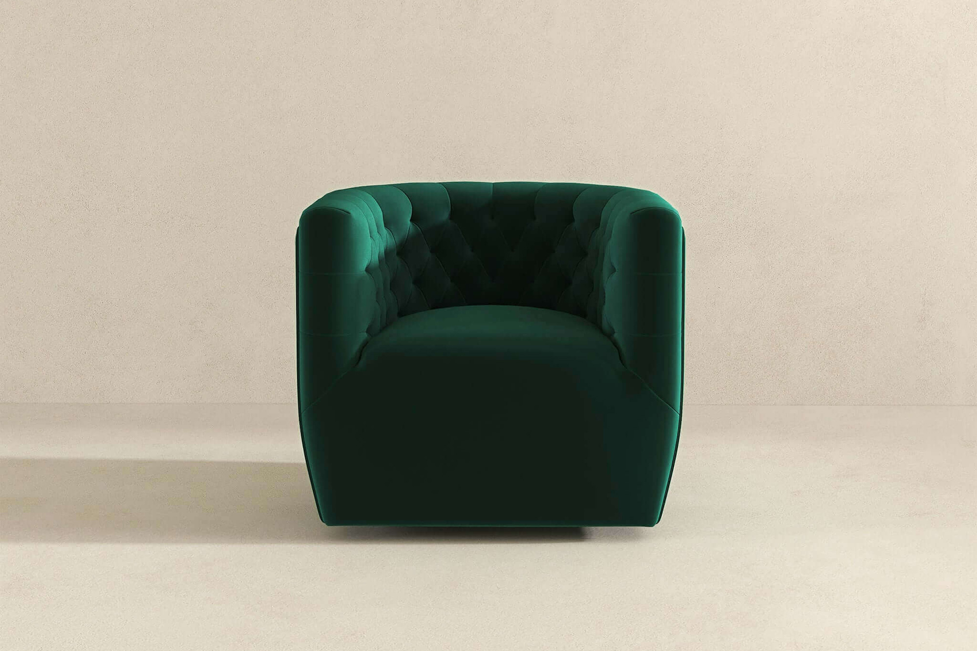 Ashcroft Delaney Velvet Swivel Chair - Green