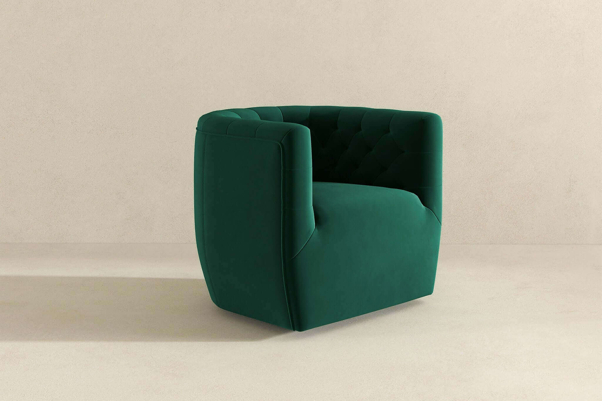 Ashcroft Delaney Velvet Swivel Chair - Green