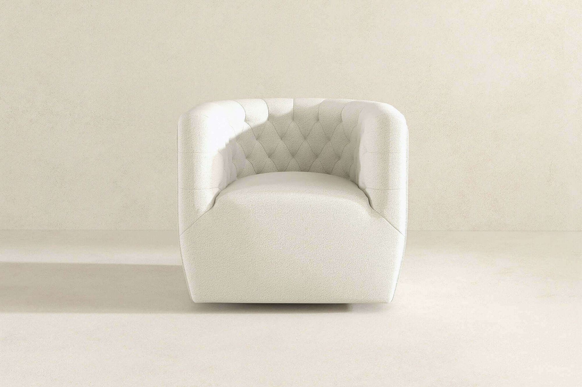 Ashcroft Delaney Boucle Swivel Chair - Cream