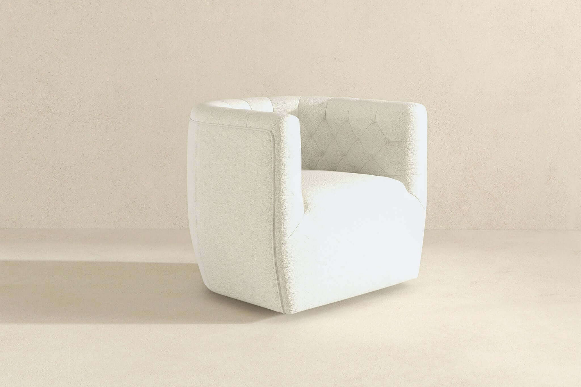 Ashcroft Delaney Boucle Swivel Chair - Cream
