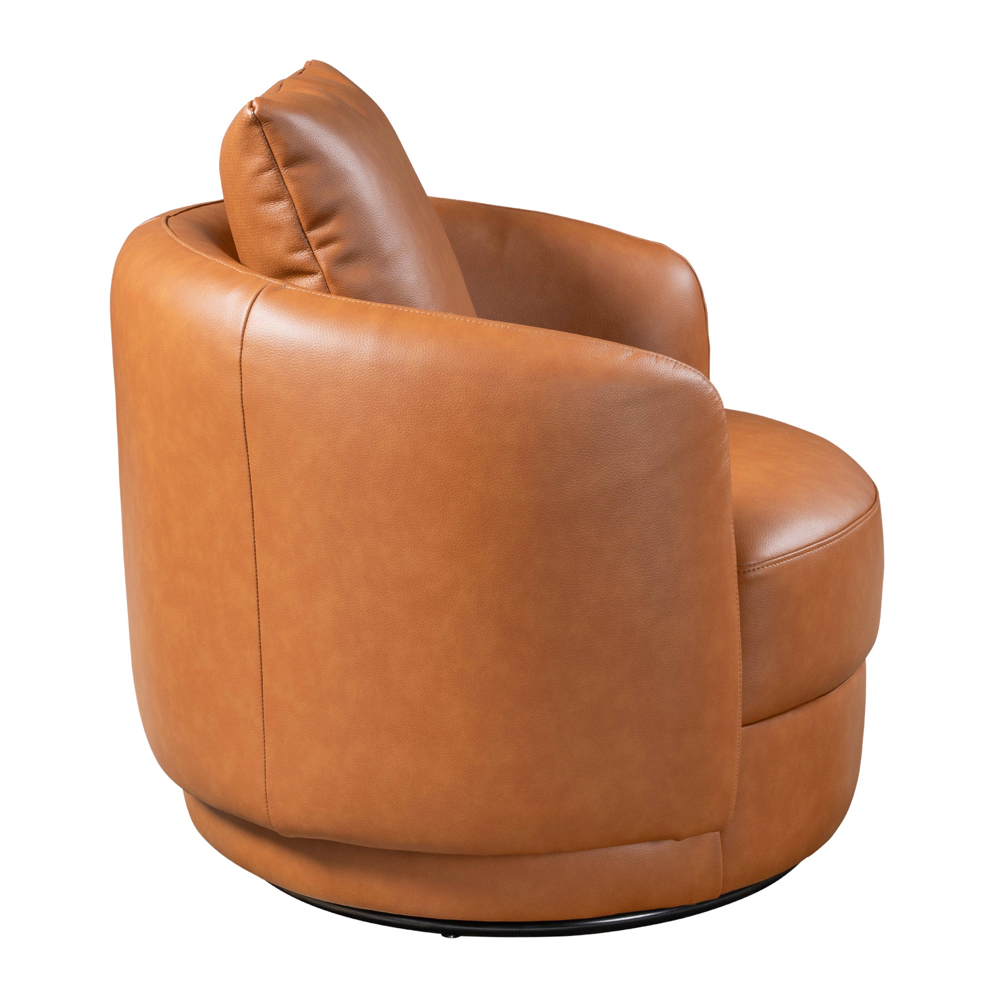 Ashcroft Dylan Lounge Swivel Chair - Cognac Leather