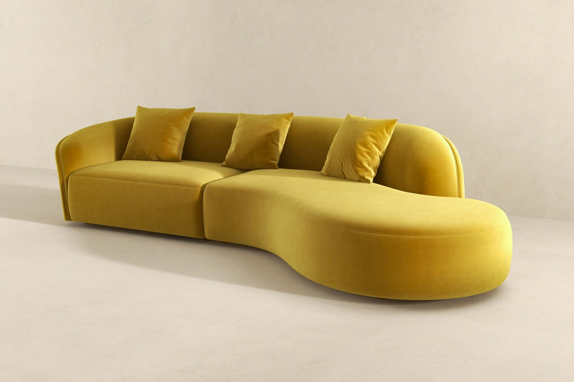 Ashcroft - Elijah Japandi Style 126" Curvy Sectional Sofa