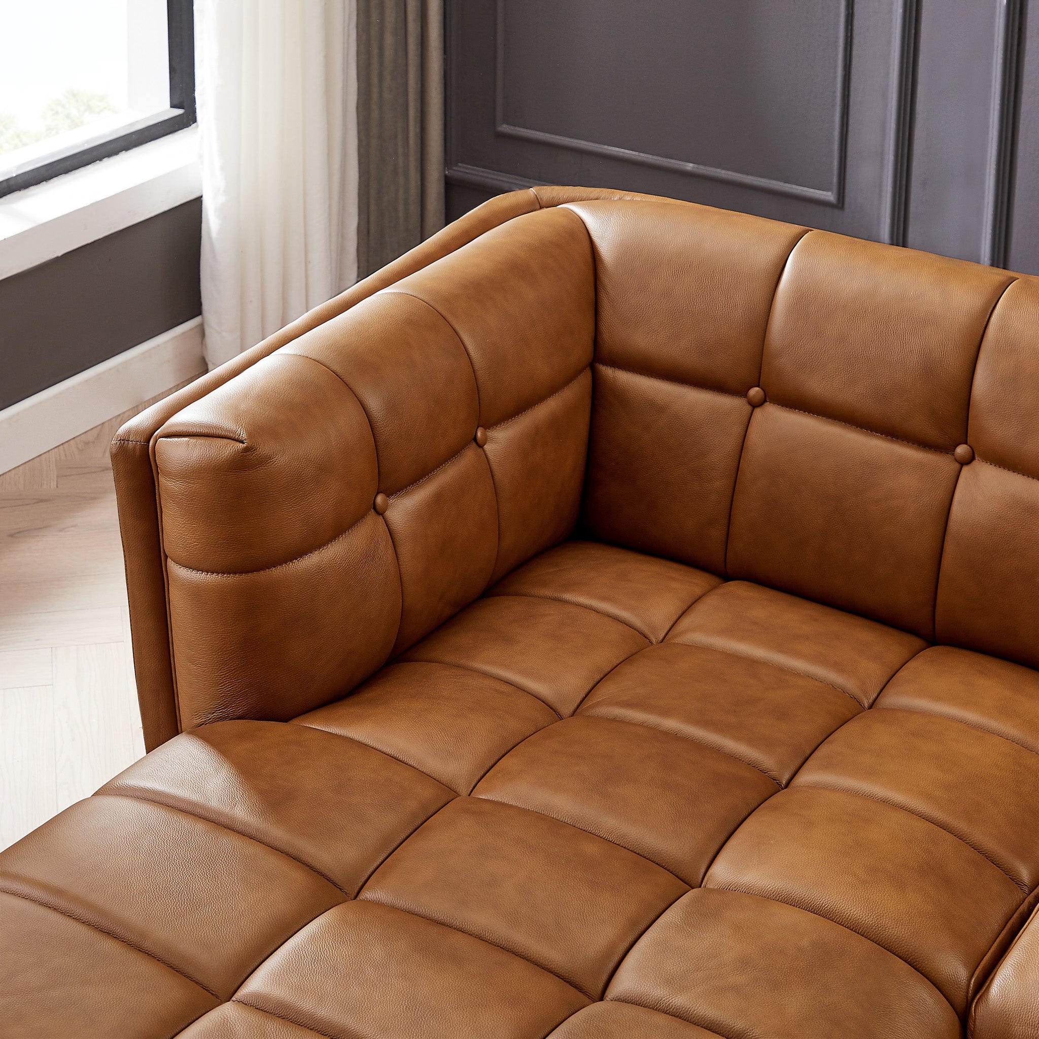 Ashcroft Addison Sectional Sofa – Left Facing Chaise, Ash Gray Fabric