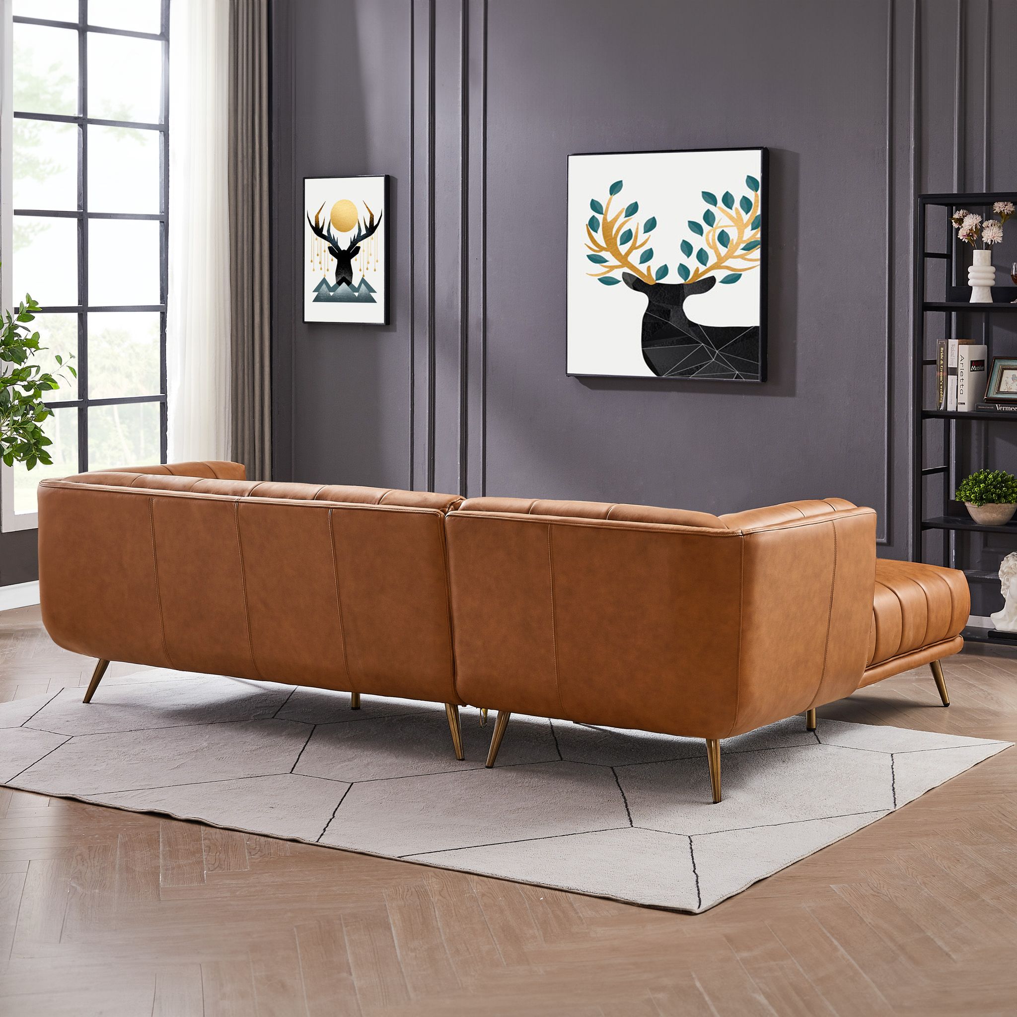 Ashcroft Addison Sectional Sofa – Left Facing Chaise, Ash Gray Fabric