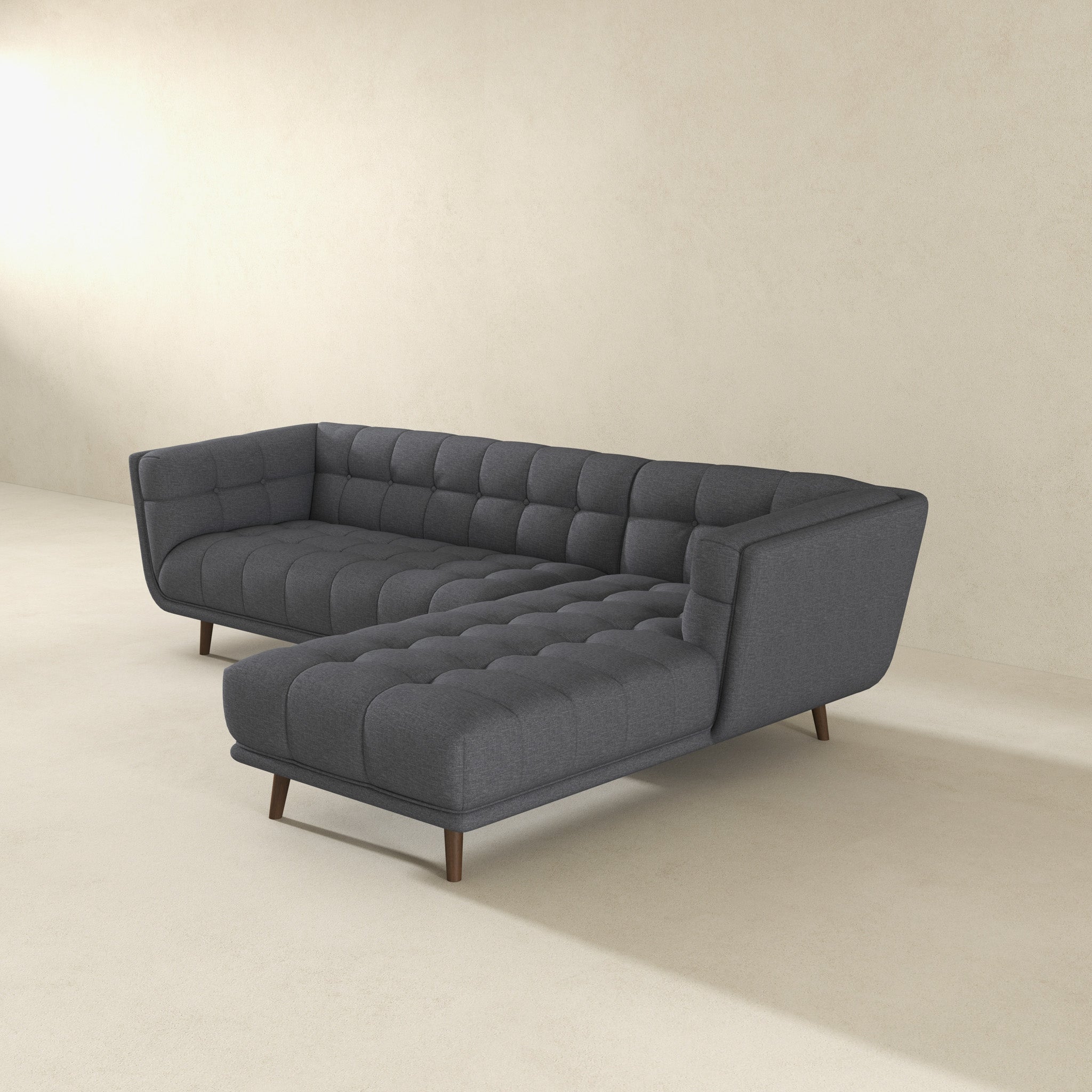 Ashcroft Addison Sectional Sofa – Right Facing Chaise, Ash Gray Fabric