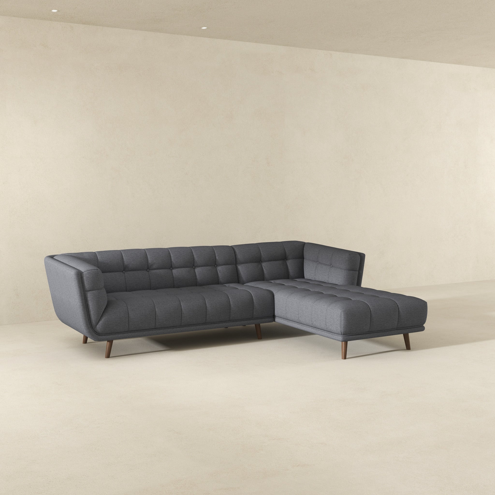 Ashcroft Addison Sectional Sofa – Right Facing Chaise, Ash Gray Fabric